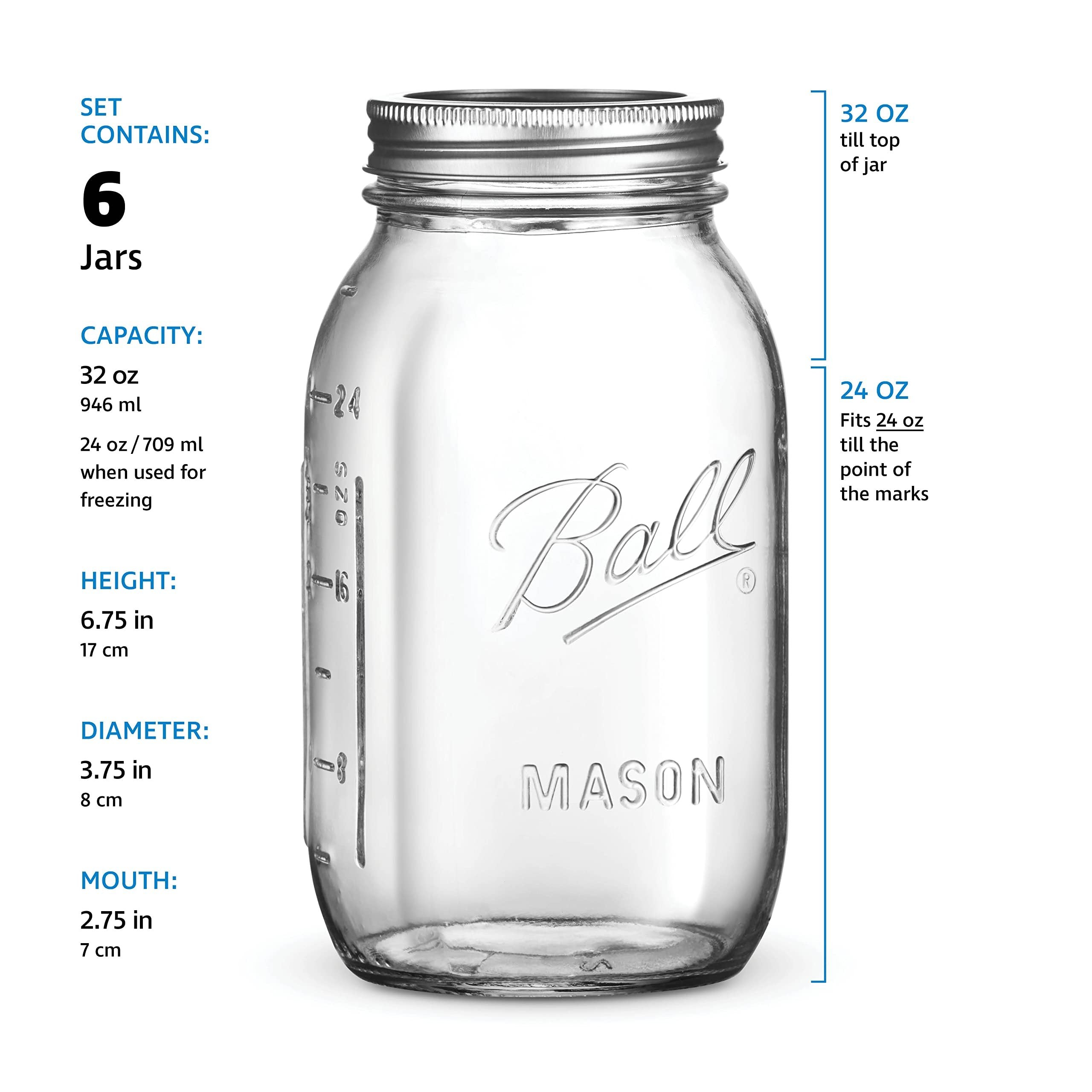 SEWANTA Regular Mouth Mason Jars 32 oz