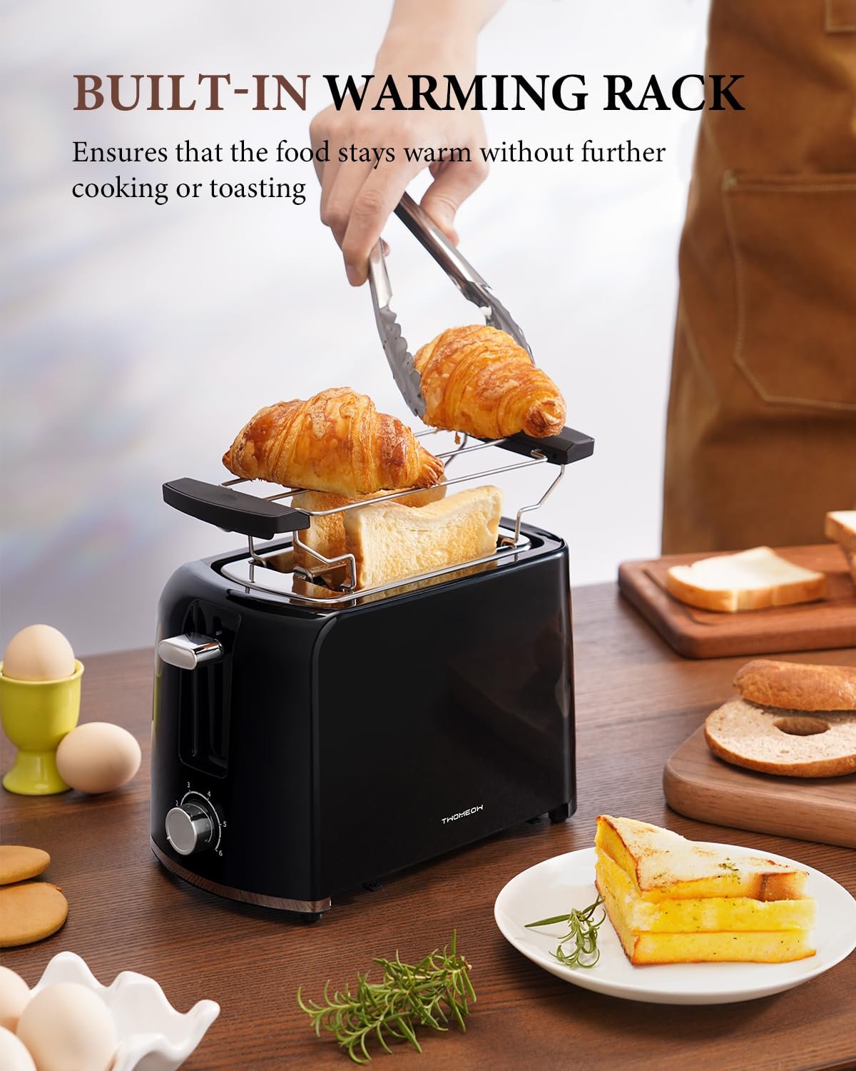 SHARDOR Toaster 2 Slice, Retro Extra-Wide Toaster, Bagel/Defrost/Cancel Function/Removable Tray, Stainless Steel, Black