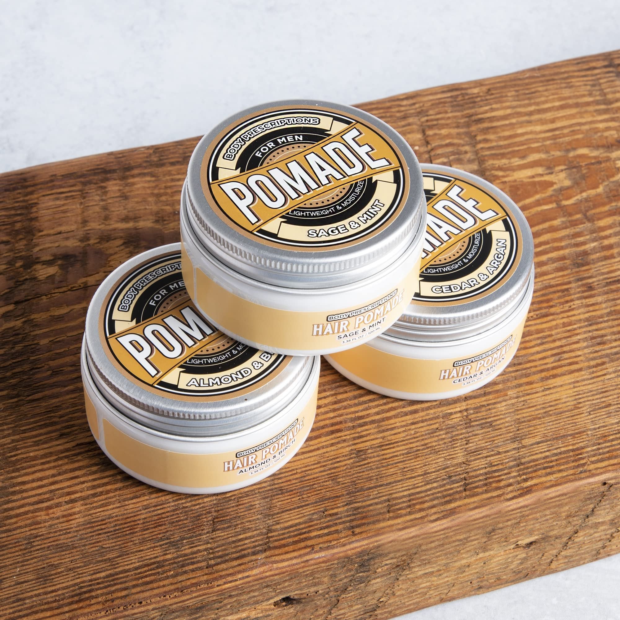 Body Prescriptions Hair Pomade for Men - Easy Styling Hair Cream for Men - Lightweight, Moisturizes and Medium Hold for Natural Look - 3.38 oz (Pack of 3)