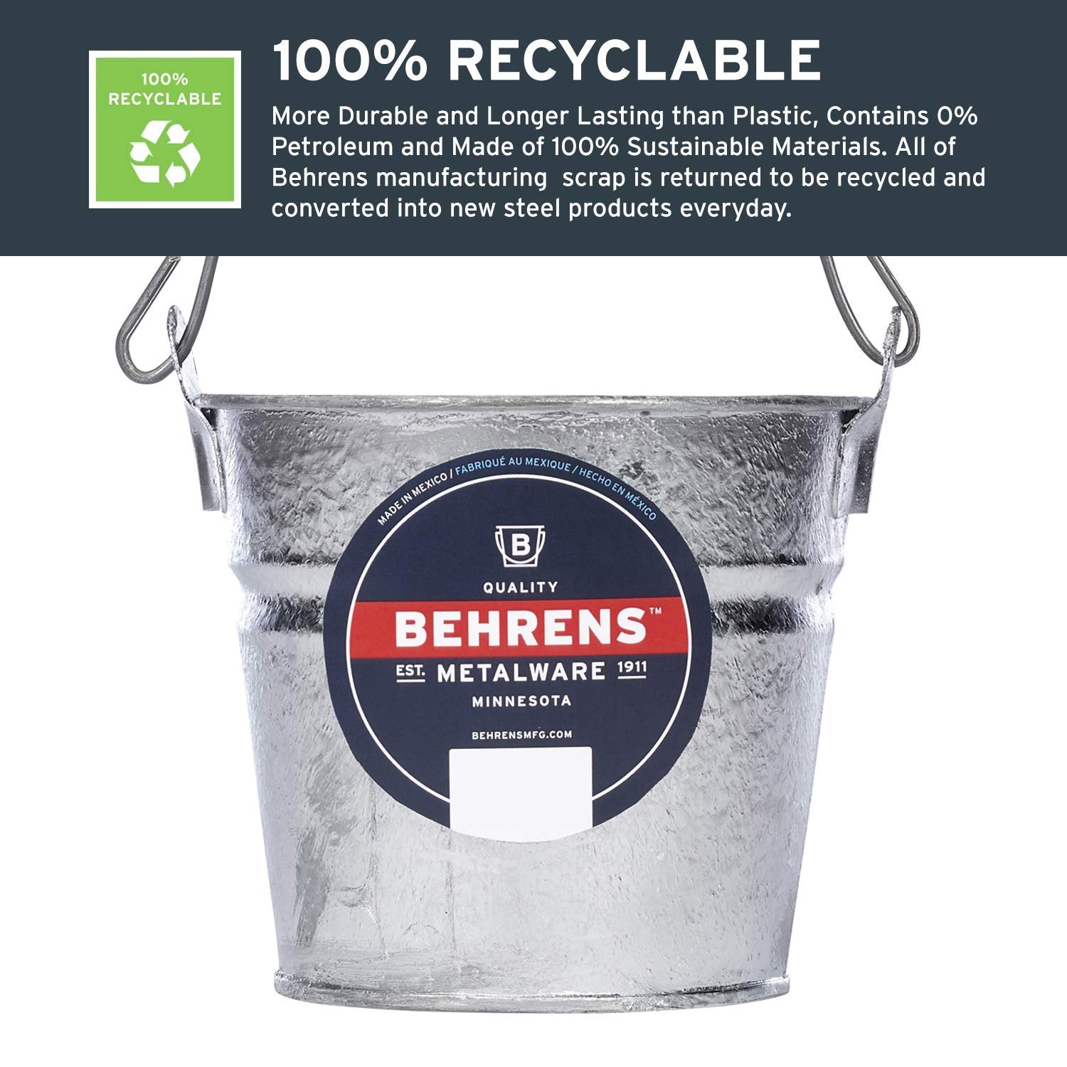 Behrens 1202 Hot-Dipped Galvanized Steel Utility Pail, 2-Quart, Silver