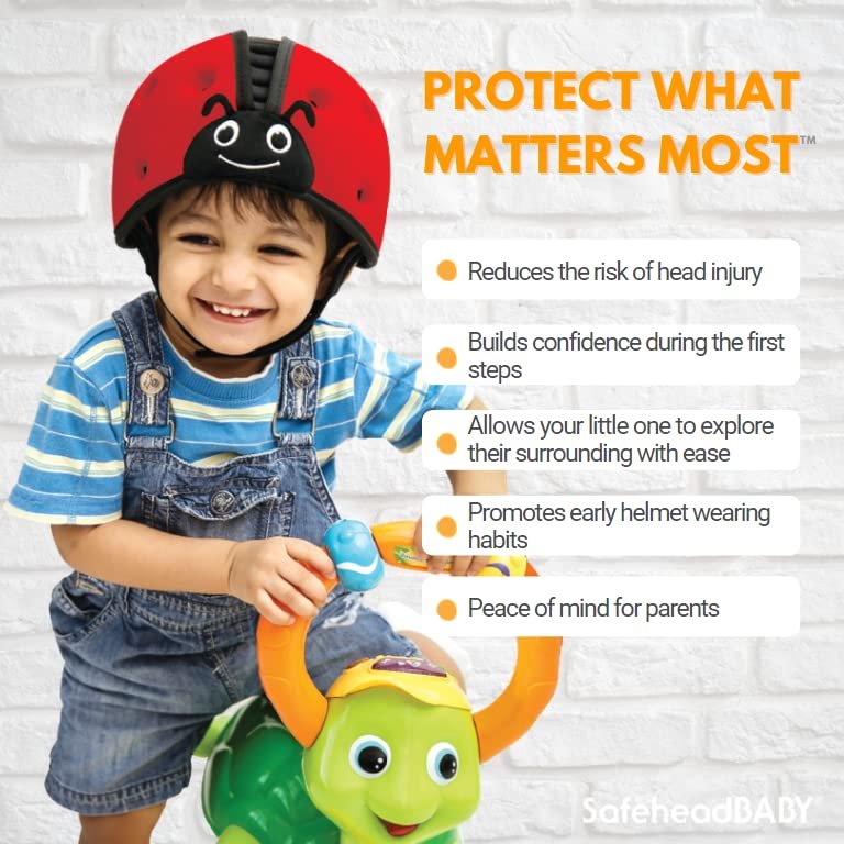SafeheadBABY Award-Winning Infant Safety Helmet Baby Helmet for Crawling Walking Ultra-Lightweight Baby Head Protector Expandable and Breathable Toddler Head Protection Helmets - Tiger Orange