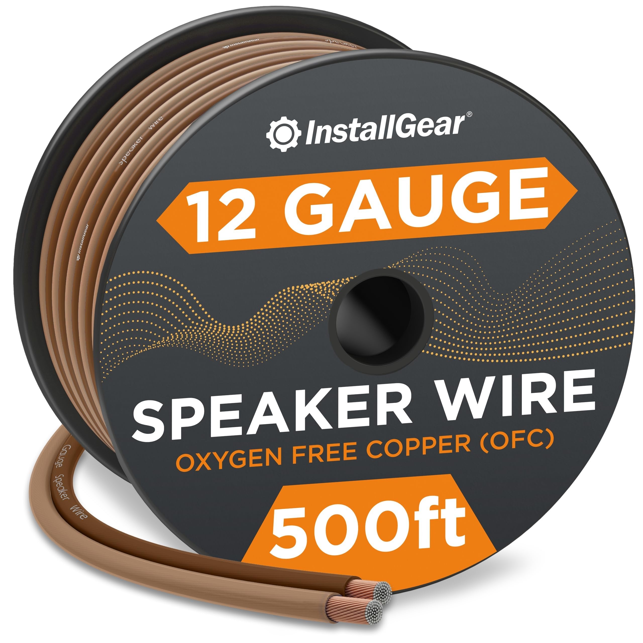 InstallGear 12 Gauge Speaker Wire (500ft) - Brown 12 AWG Speaker Wire Speaker Cable 99.9% | Oxygen-Free Copper - True Spec and Soft Touch Cable | Speaker Wire 12 Gauge for Outdoor Speaker Wire