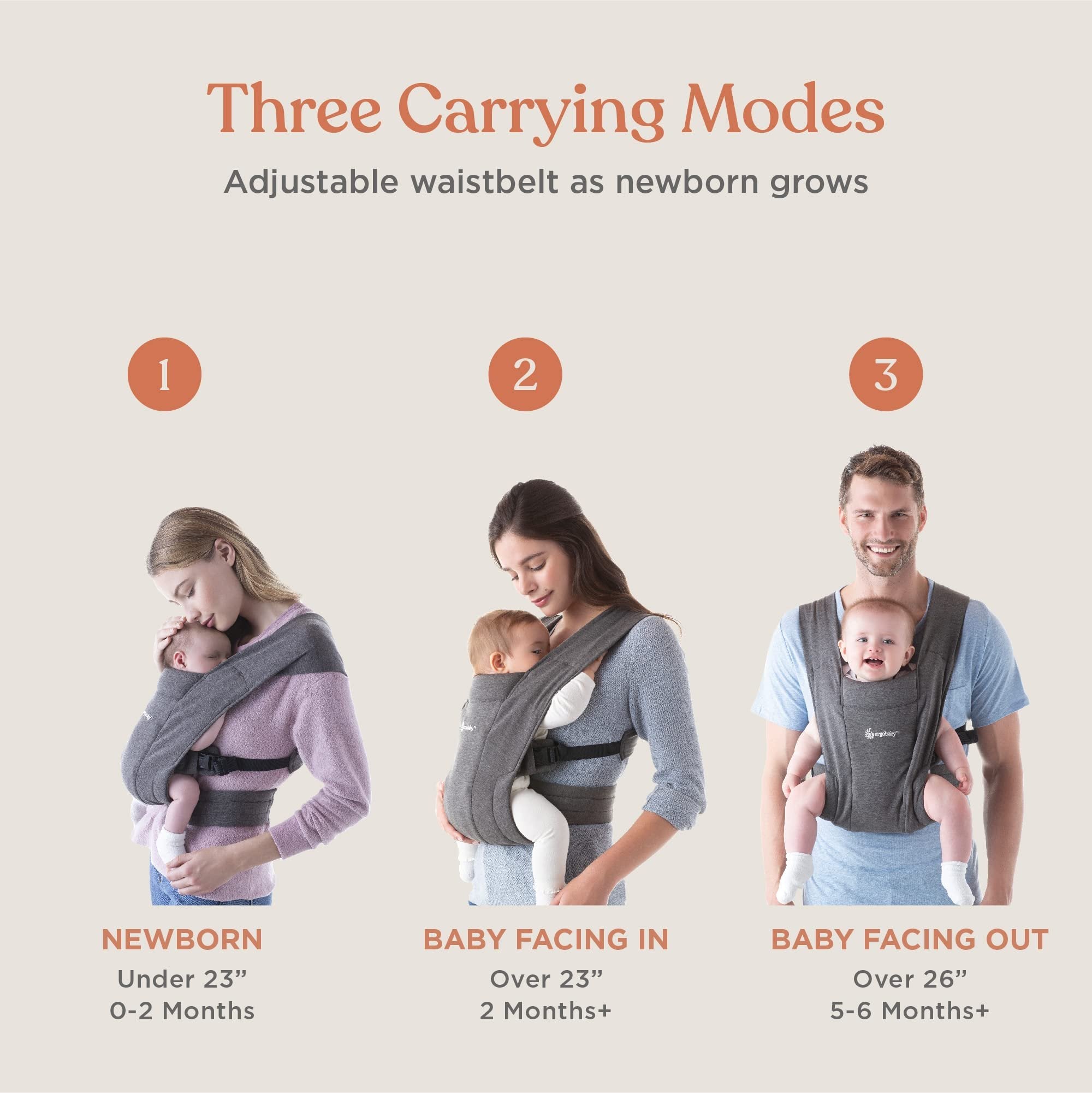 Ergobaby Embrace Cozy Newborn Baby Wrap Carrier (7-25 Pounds), Ponte Knit, Heather Grey