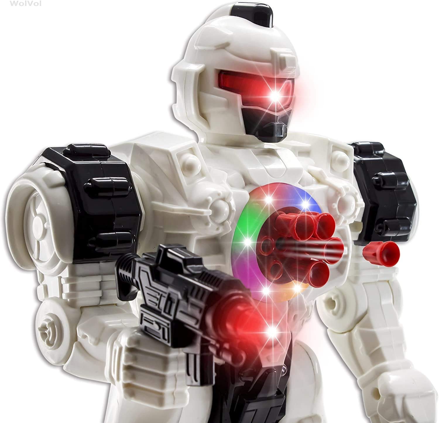 WolVolk 10 Channel Remote Control Robot Police Toy with Flashing Lights and Sounds, Great Action Toy for Boys
