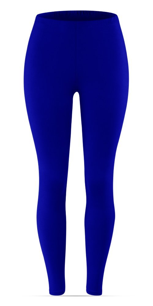 SATINA High Waisted Leggings for Women | Full Length | 1 Inch Waistband (Royal Blue, One Size)