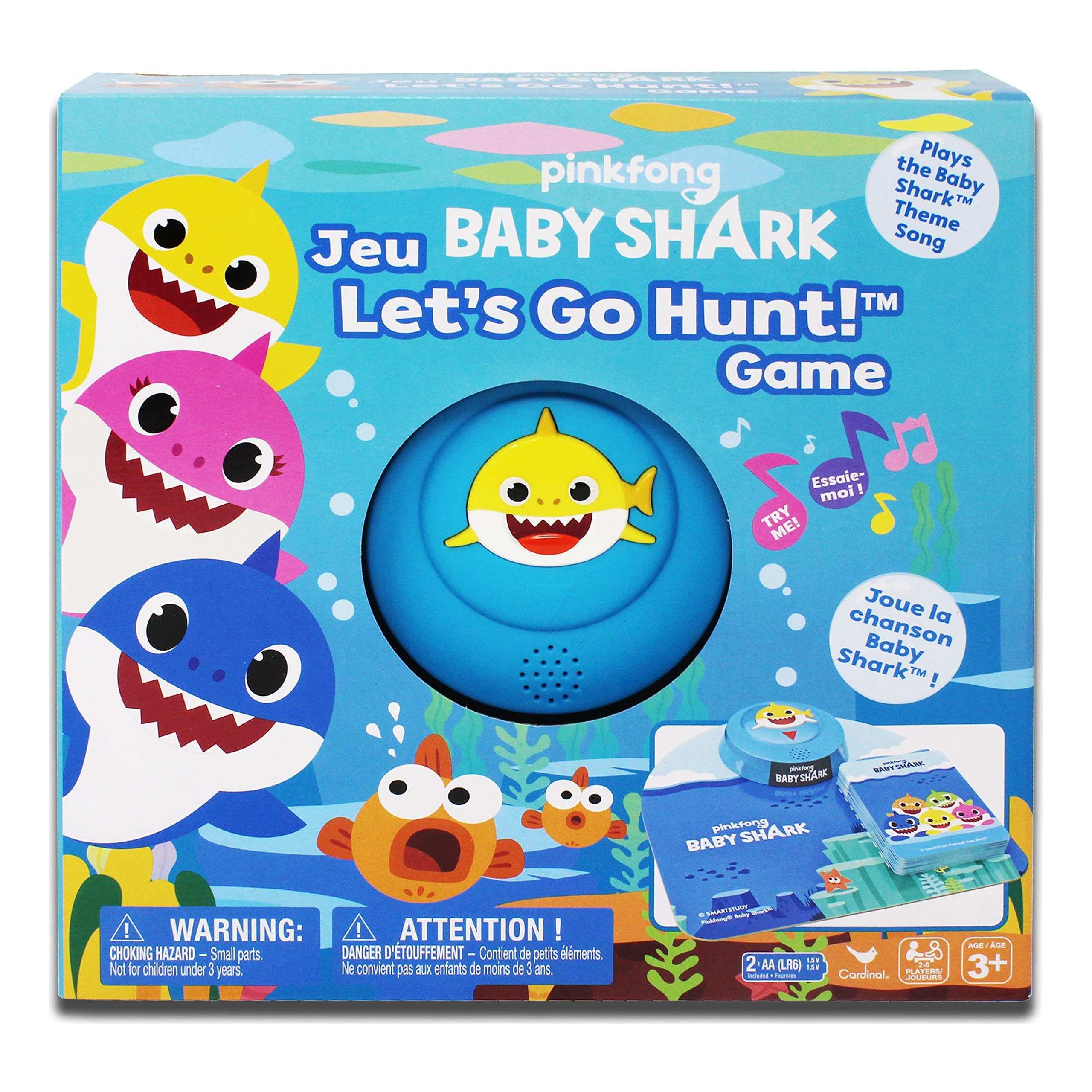 Spin Master Pinkfong Baby Shark Let's Go Hunt Card Game Plays Baby Shark Song with 3D Sound Pad, for Families and Kids 3 and up