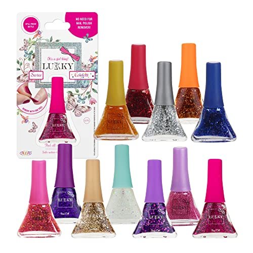 Kids Nail Polish Set for Girls Ages 6+ Quick Dry Nail Polish for Kids - 12 Pack - Peel Off Fingernail Polish Fast Dry Nail Polish - Washable Water Based Non Toxic Nail Polish Sets - Nail Kit for Girls (Confetti Series)