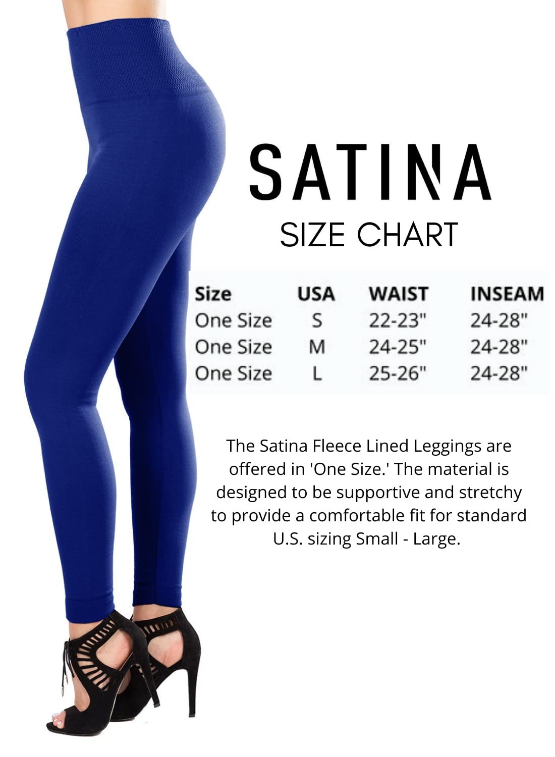 SATINA High Waisted Leggings for Women | Tummy Control & Compression Waistband (One Size, Blue)