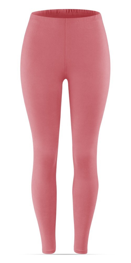 SATINA High Waisted Leggings for Women | Full Length | 1 Inch Waistband (Coral, One Size)