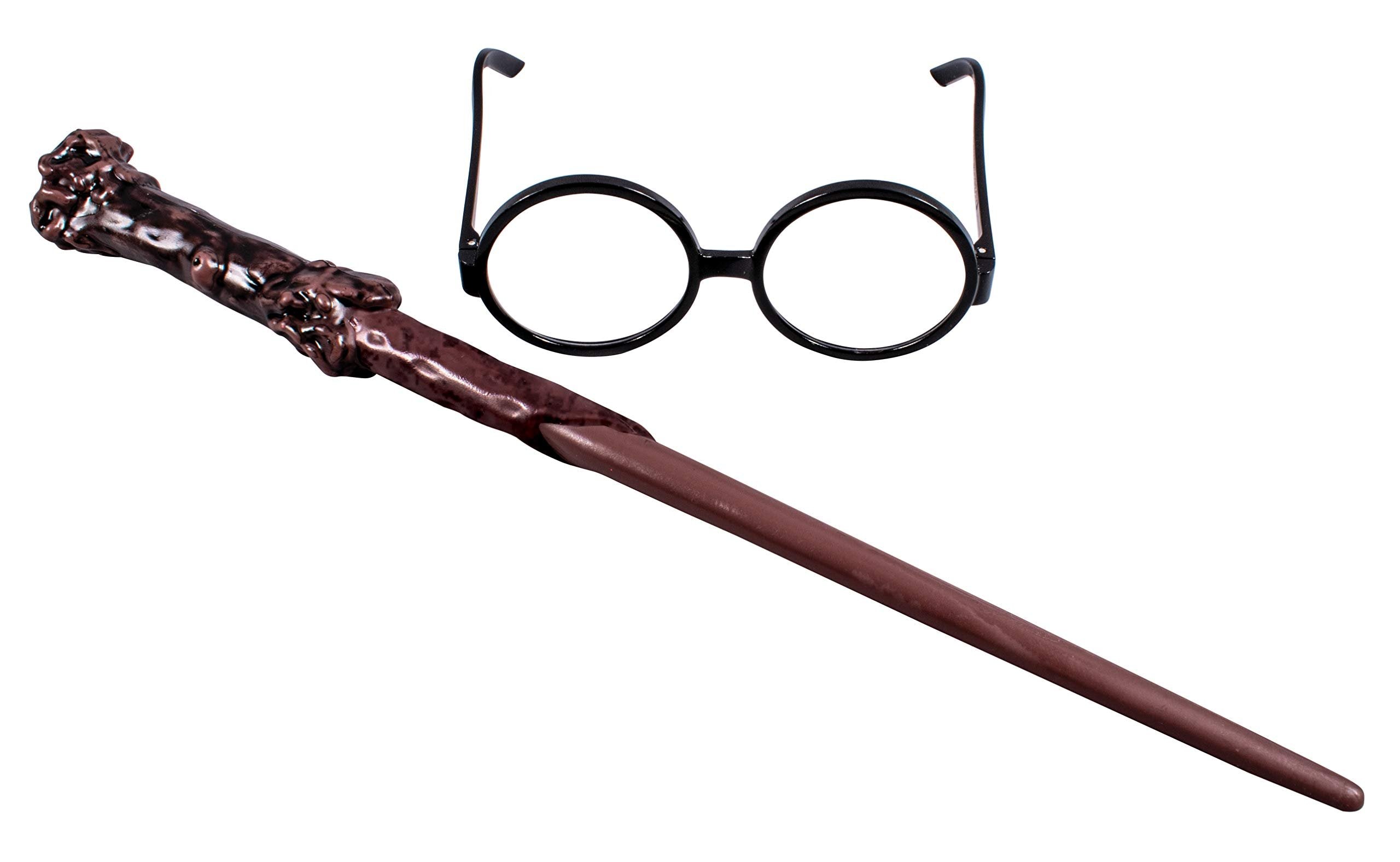 Disguise Harry Potter Accessories Set, Costume Wand and Glasses Kit Black & Brown, Childrens Size