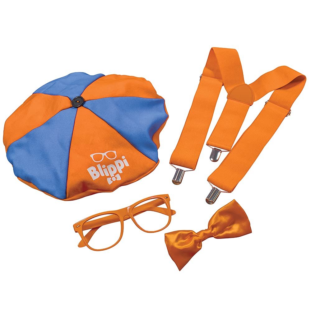 Disguise Men's Kit for Adult, Official Blippi Outfit with Hat Glasses and Bowtie Costume Accessories, One Size