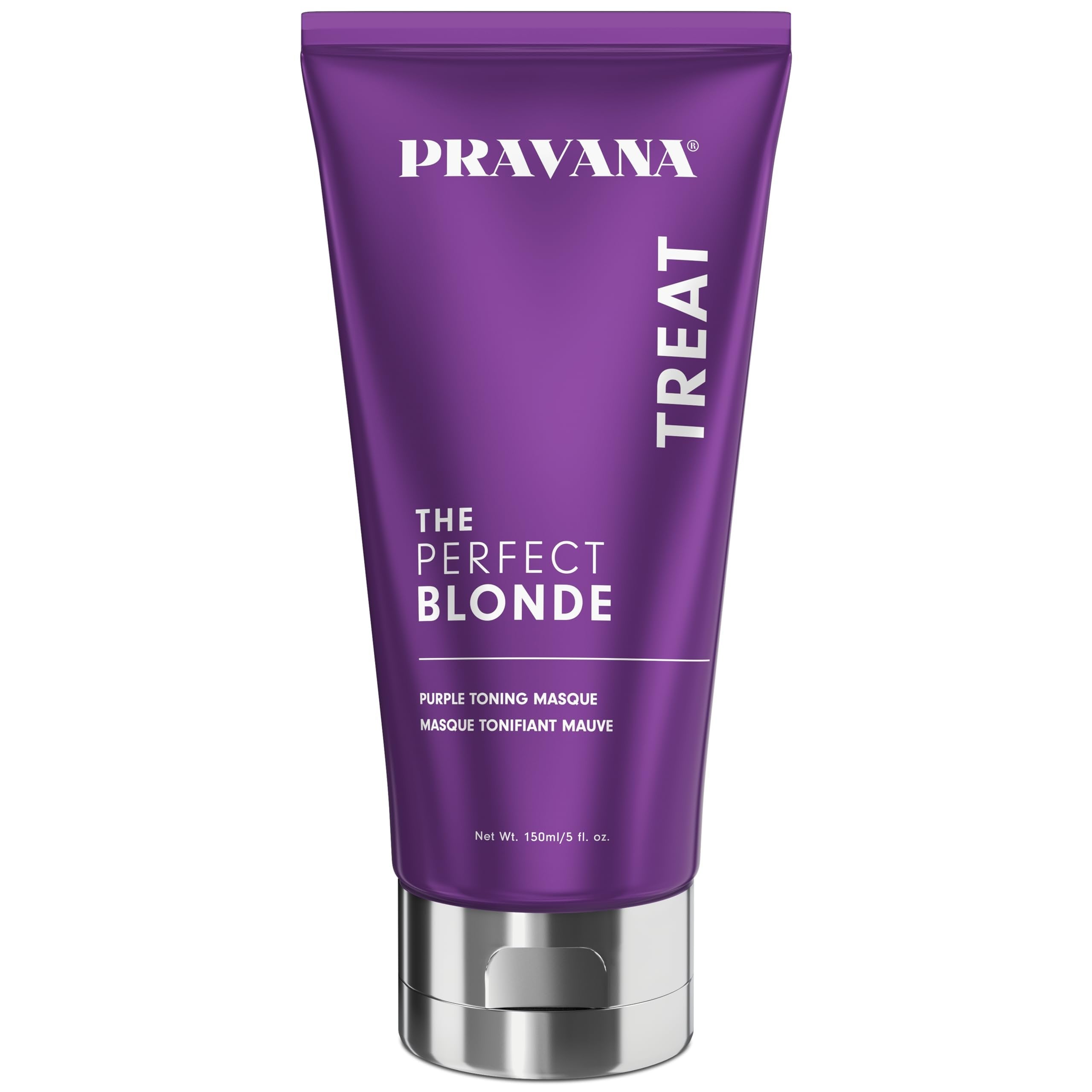 Pravana The Perfect Blonde Purple Toning Masque Treatment | Neutralizes Brassy, Yellow Tones | For Color-Treated Hair | Adds Strength, Shine, Elasticity | Sulfate Free | 5 Fl Oz