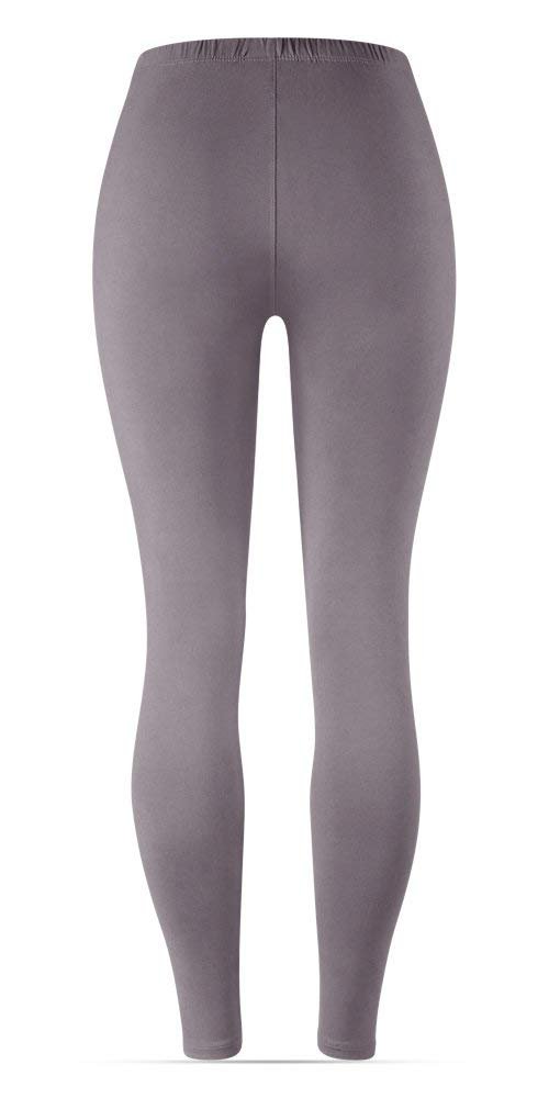 SATINA High Waisted Leggings for Women | Full Length | 1 Inch Waistband (Lilac Gray, One Size)