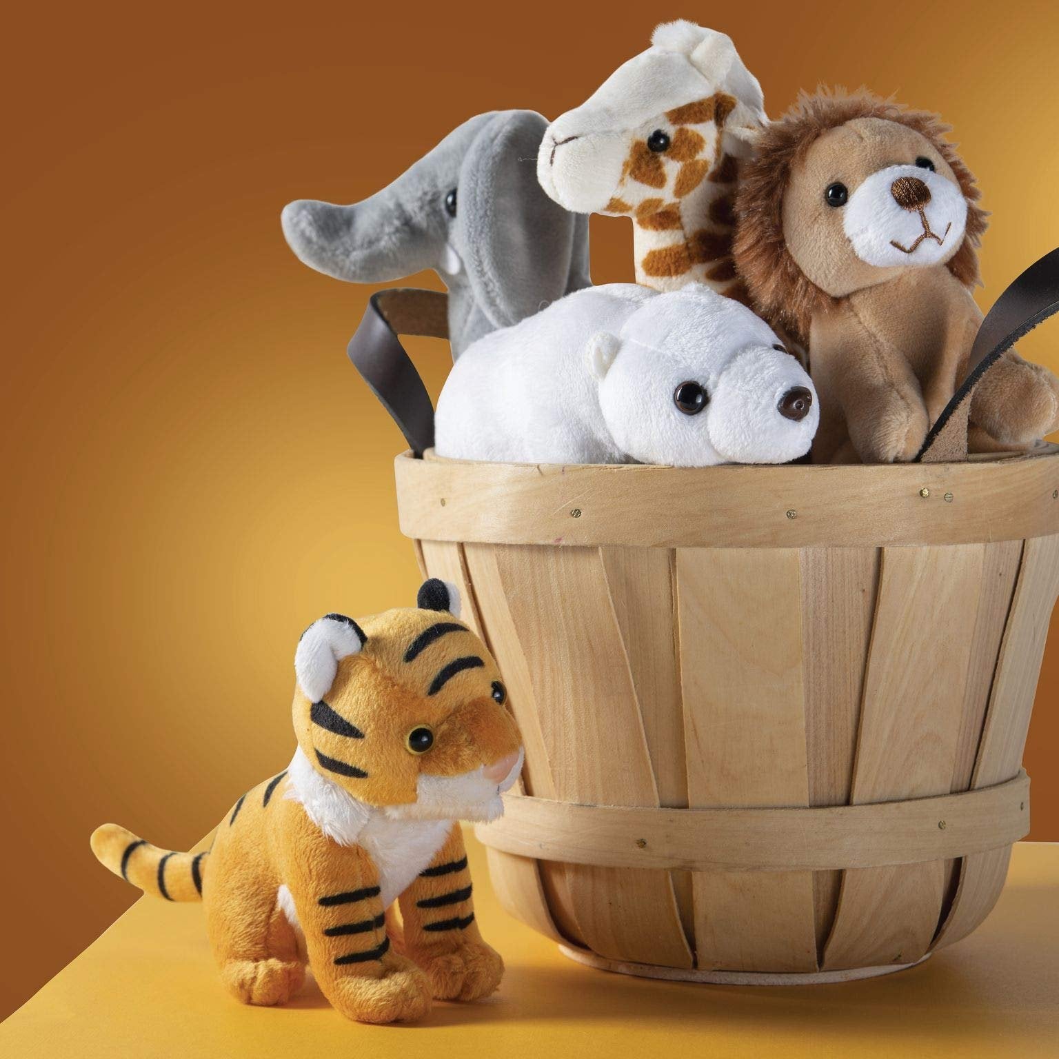 PREXTEX Safari Friends Stuffed Animal Gift Set - 5 Small Plush Stuffed Animals (Giraffe, Tiger, Lion, Polar Bear, Elephant) Zoo Animals - Machine Washable Stuffed Animals for Boys & Girls Ages 3-5+