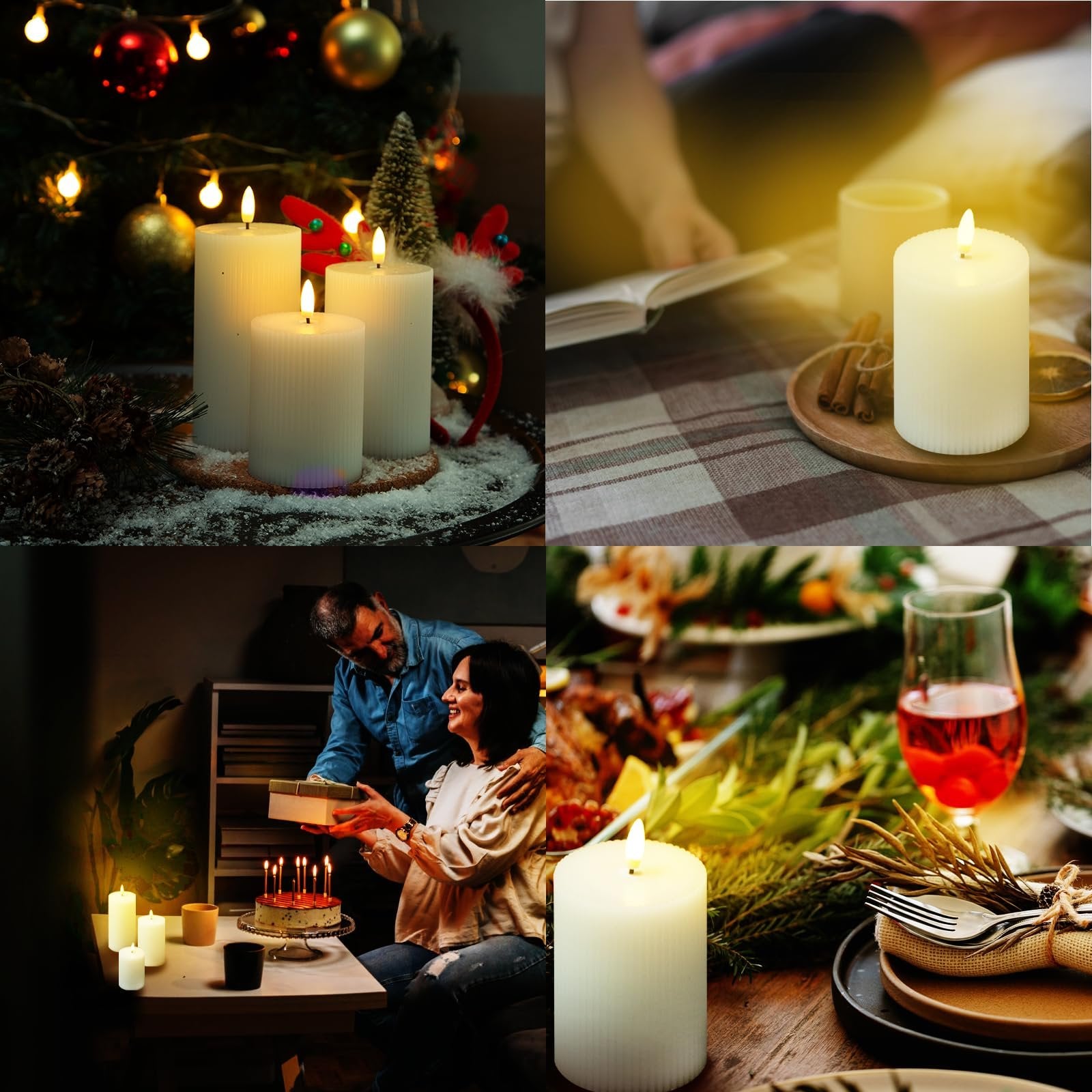 ZHCHCA Flameless Candles 3D Flickering Flameless Candle with 10 Key Remote,White Electric Real Wax LED Fake Candles for Home Decor Wedding,Party, Halloween, Christmas 3pcs (3''x4''/5''/6'')