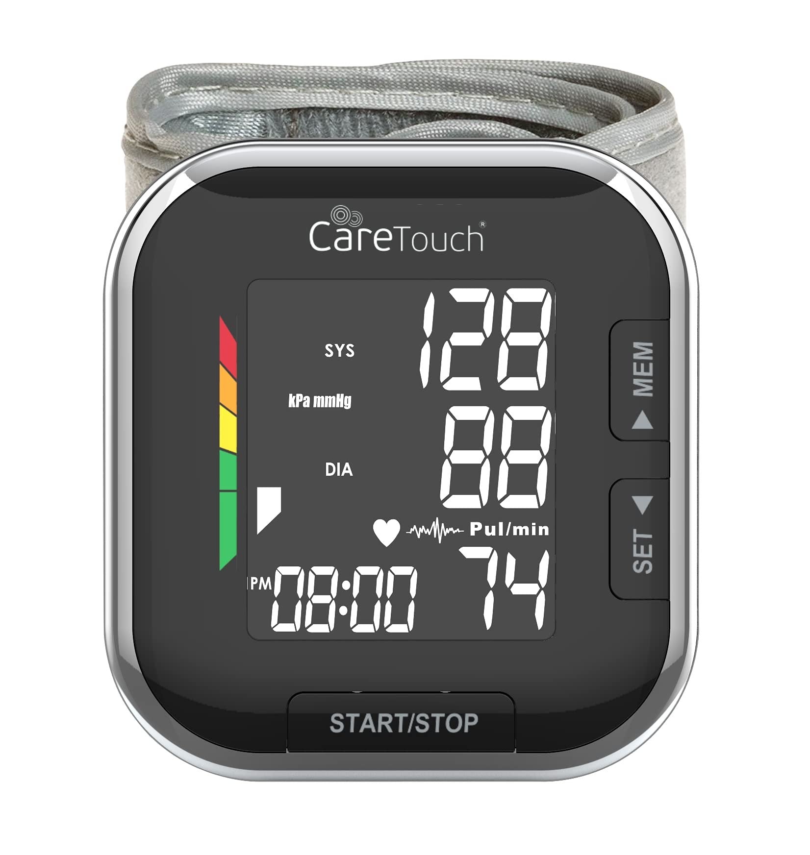 Care Touch Platinum Black Wrist Blood Pressure Cuff Monitor, Automatic Wrist BP Cuff, Adjustable Blood Pressure Wrist Cuff, Irregular Heartbeat Indicator - Blood Pressure Cuffs, Home & Hospital Use