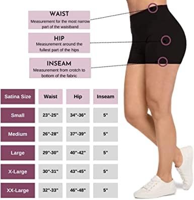 SATINA Biker Shorts for Women - High Waist Biker Shorts with Pockets - Yoga Shorts for Regular & Plus Size Women (5-Inch, X-Large, Black Shorts)