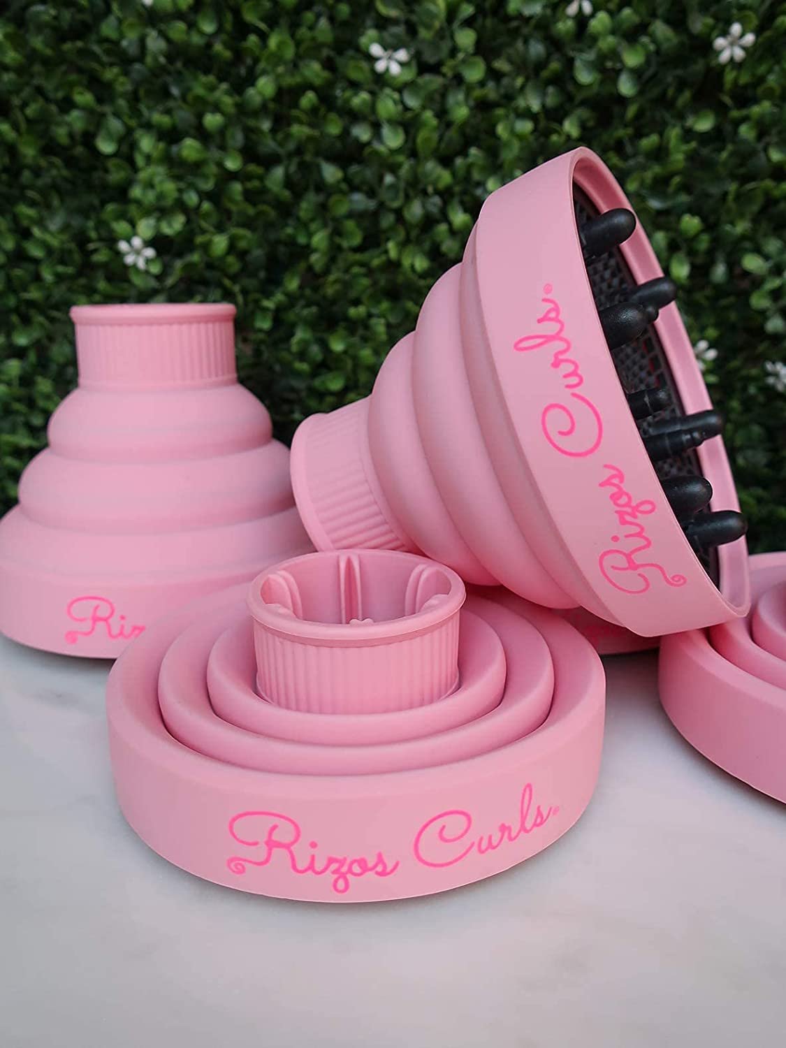 Rizos Curls Pink Hair Diffuser for Curly Hair - Collapsible, Ideal for Wash N' Go & Travel - Size 1 Attachment