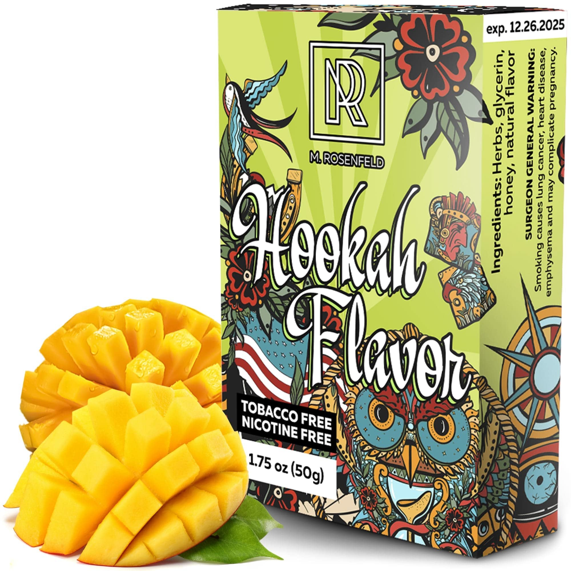 Hookah Flavors Mango Herbal - 1.75 oz (50 g) Hookah Shisha Tobacco Free Molasses Hookah Tobacco & Nicotine Free Mango Shisha with Real Organic Shisha Hookah Flavors Mango Hookah Flavor