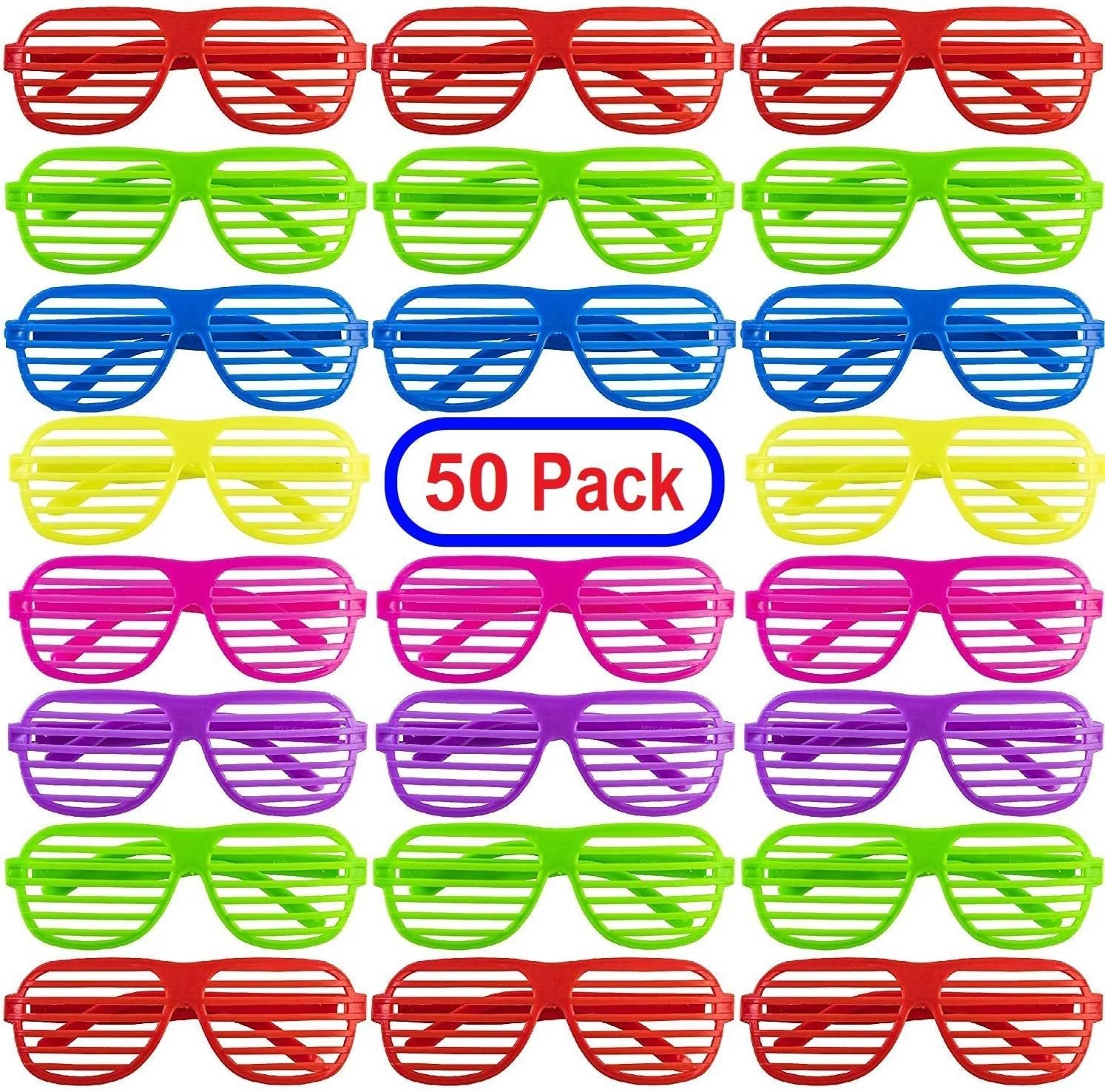 PREXTEX Mega Pack 50 Pairs of Kids Plastic Shutter Shades Glasses Shades Sunglasses Eyewear Party Favors and Party Props Assorted Colors last day of school gifts for kids