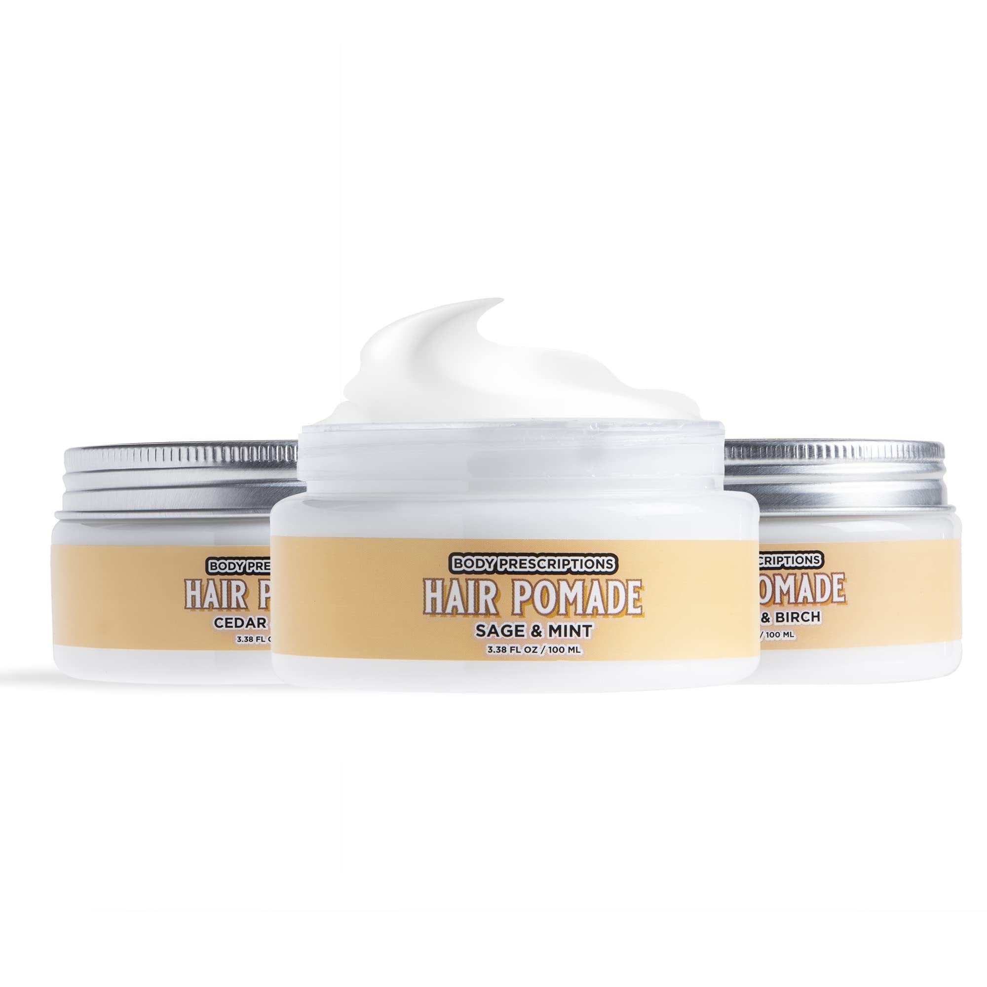 Body Prescriptions Hair Pomade for Men - Easy Styling Hair Cream for Men - Lightweight, Moisturizes and Medium Hold for Natural Look - 3.38 oz (Pack of 3)