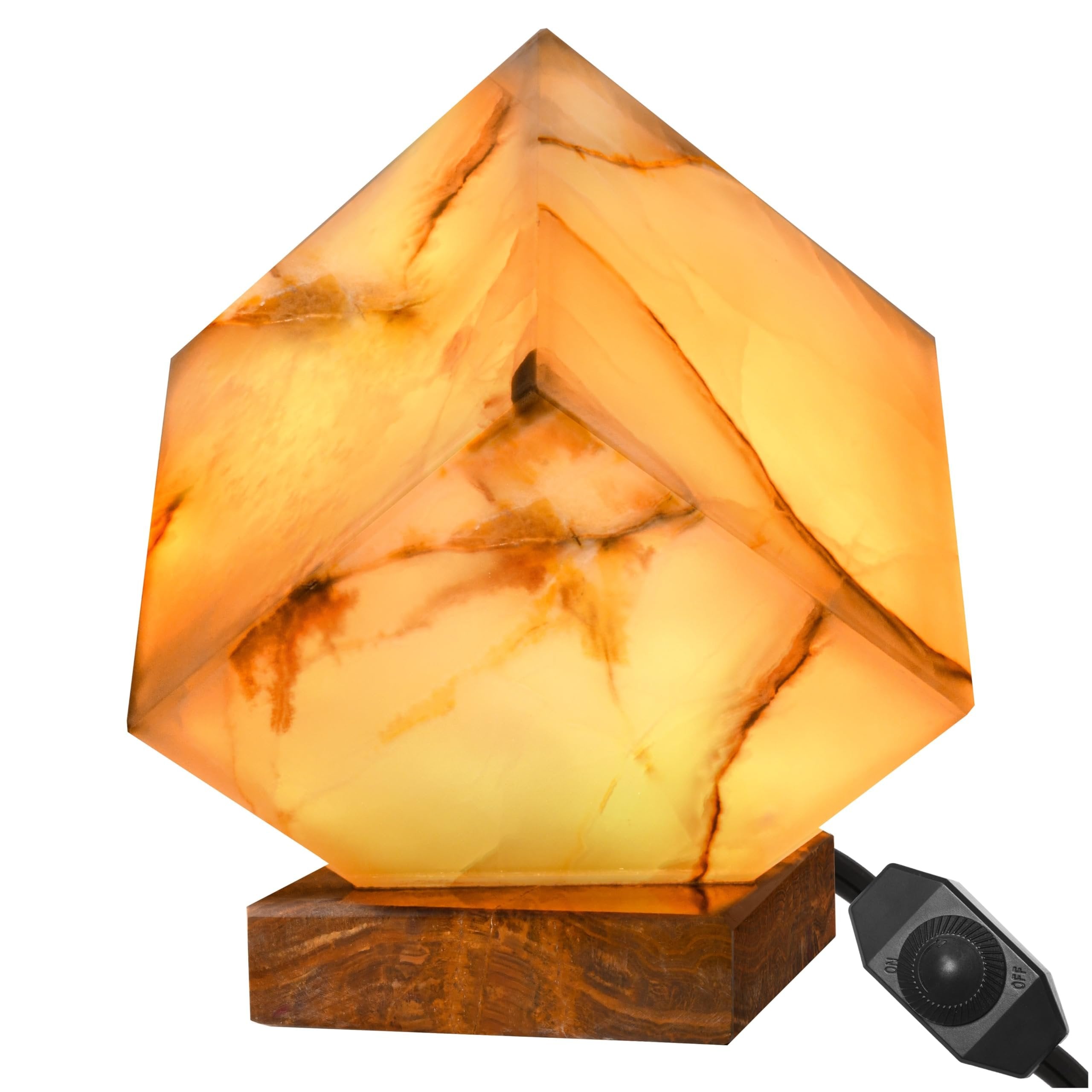 UMAID Elegant Handcrafted Onyx Marble Table Lamp, Warm Amber Glow, Relaxing Table Lamp for Office, Bedroom, Living Room, and Bedside, Includes Bulb and Dimmable Cord, Unique Home Decor Gifts