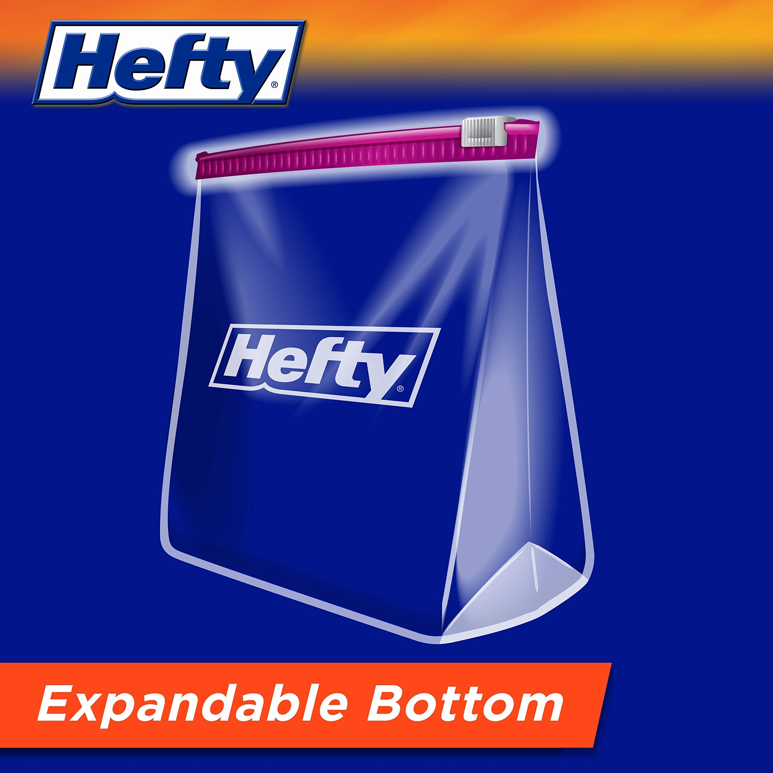 Hefty Slider Storage Bags, Quart Size, 40 Count (Pack of 3), 120 Total