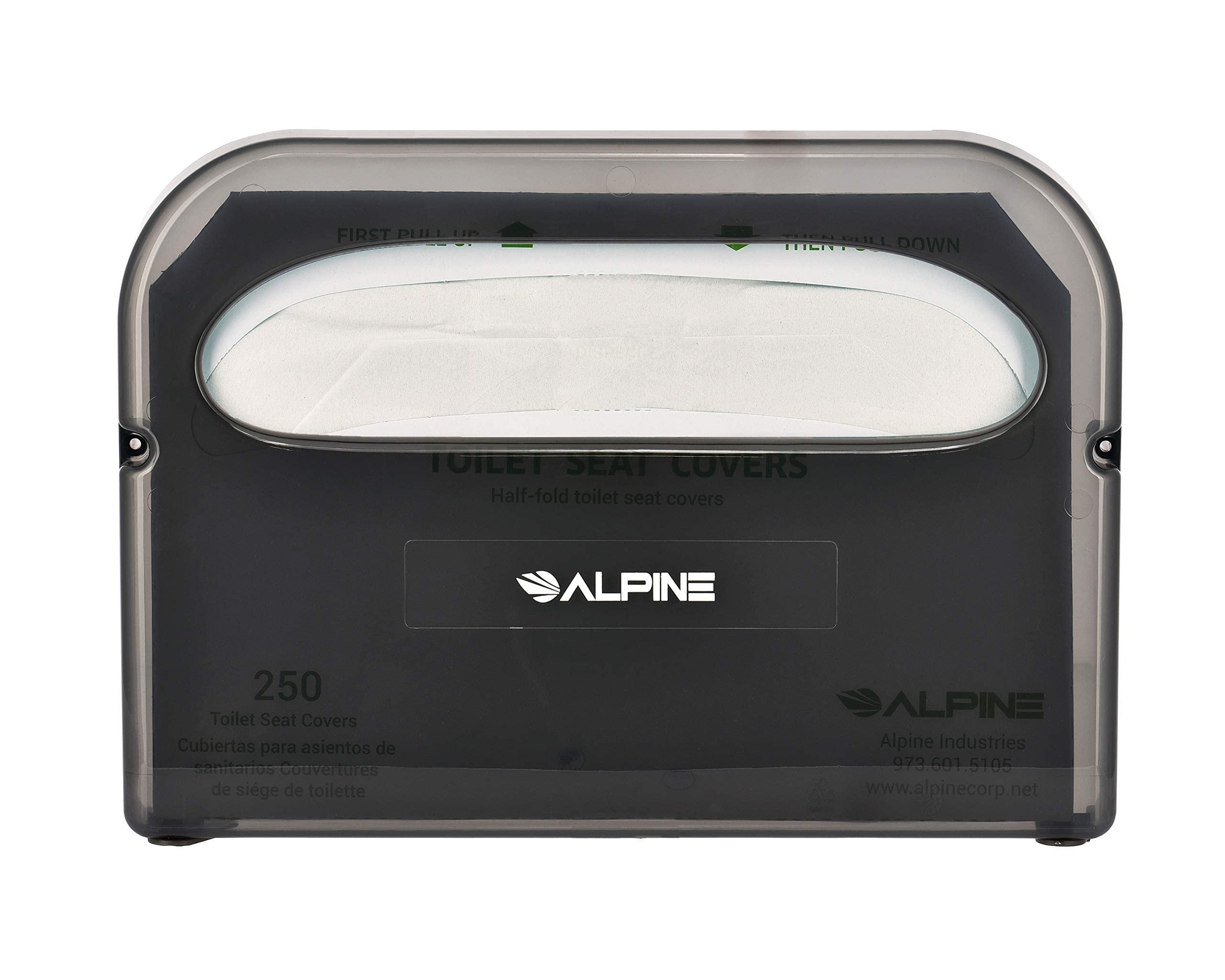 Alpine Industries Gray Toilet Seat Cover Dispenser - Wall Mount, Half Fold, Commercial & Residential, Free Shipping & Returns