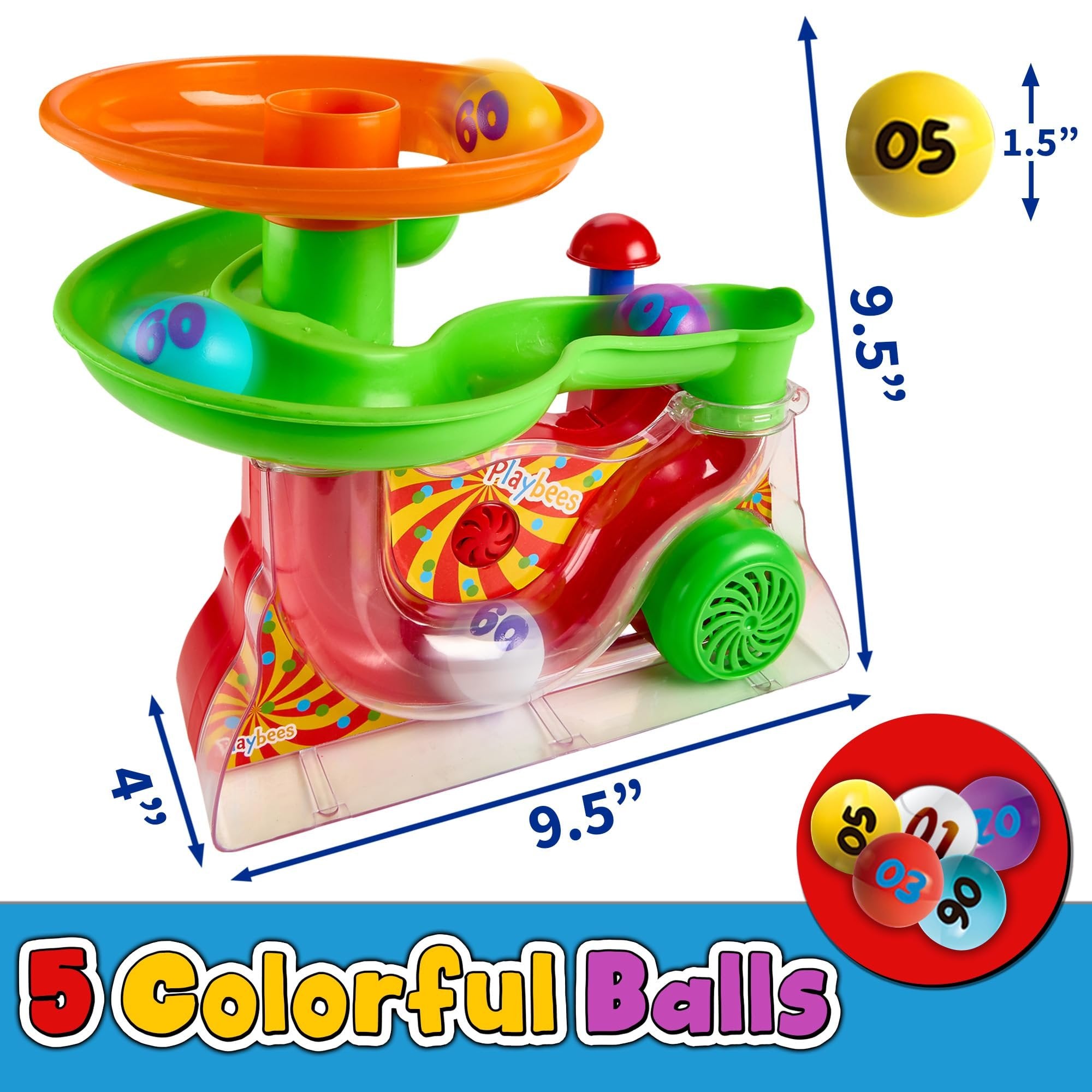 Playbees Busy Ball Popper Toy - Active Musical Toy with 5 Colorful Balls for Toddler Learning, STEM Activity, Baby Gift, Gifts for Toddler, Ages 3+