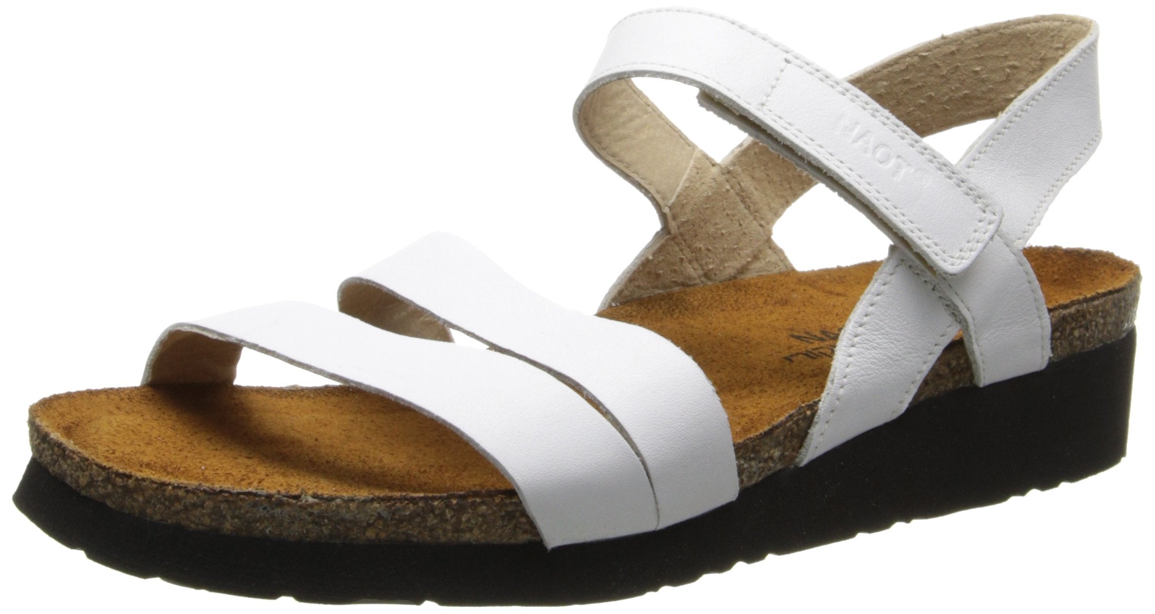 NAOT Women's Kayla Wedge Sandal, White Leather,40 EU/9 M US