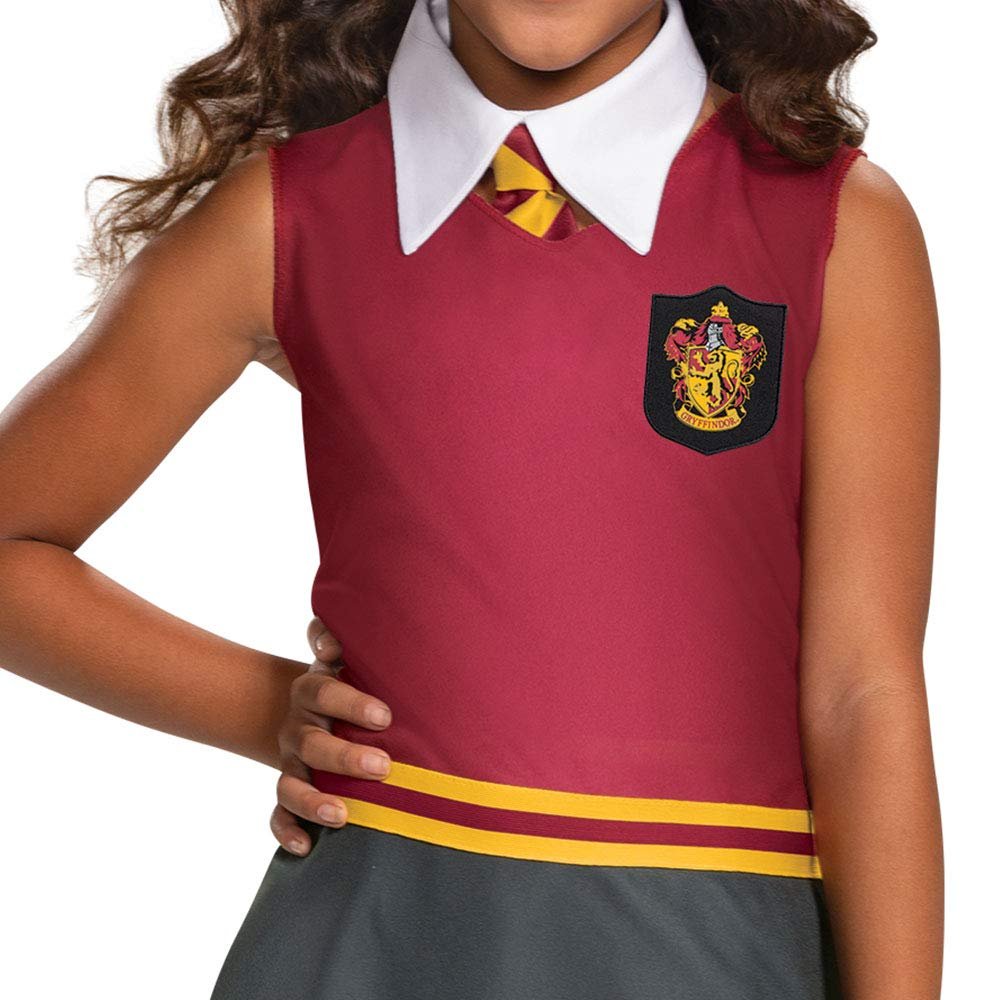 Harry Potter Gryffindor Dress Classic Girls Costume, Red & Gray, Kids Size Large (10-12)