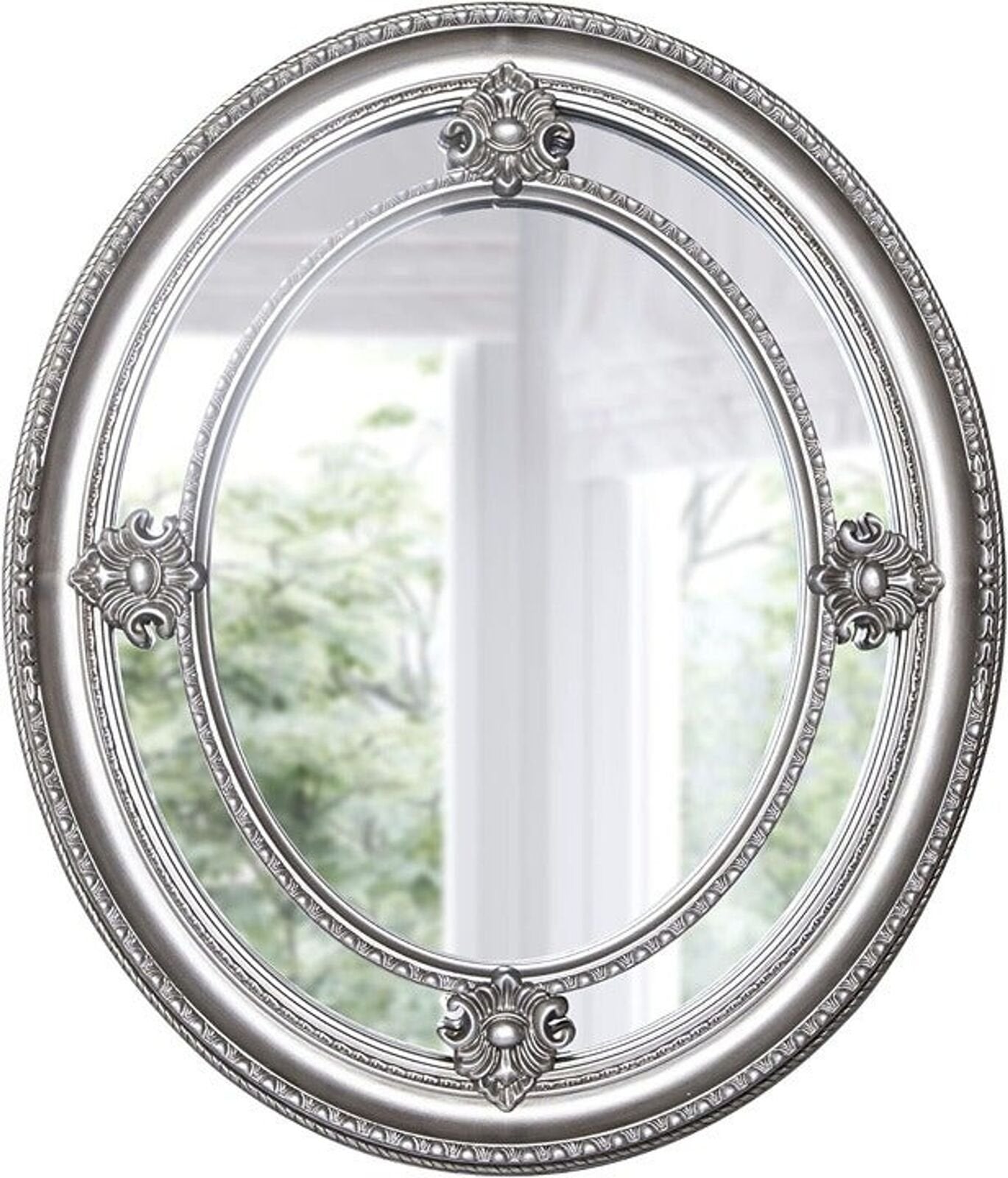 Sheffield Home 22 x 27 Inch Baroque Oval Wall Mirror Silver