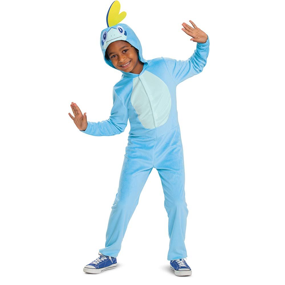Sobble Pokemon Kids Costume, Official Pokemon Hooded Jumpsuit with Fin, Classic Size Medium (7-8) Multicolored