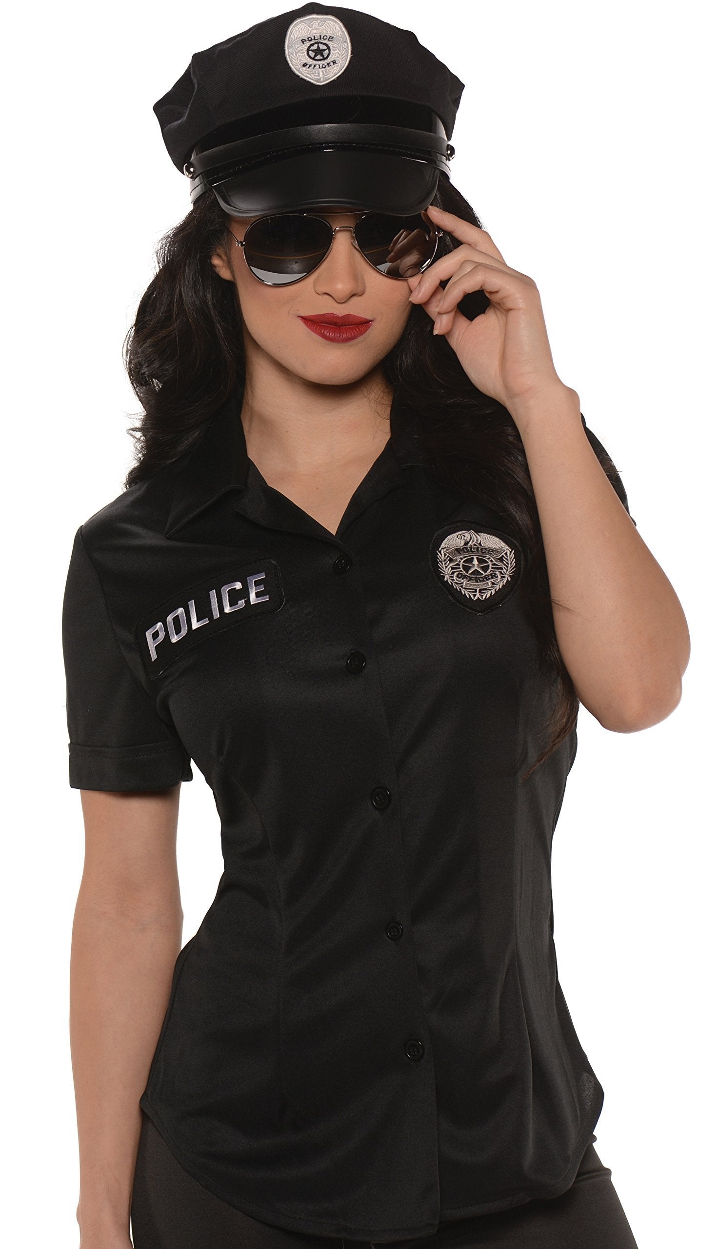 Underwraps Women's Police Fitted Shirt, Black, Large