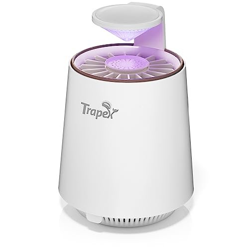 Trapex Indoor Insect Trap - Nighttime Non-Zapper Fruit Fly, Gnat, Moth and Mosquito Trap with Refillable Bait Pod & 5 Sticky Pad Refills - Gnat Traps for House Indoor, Bug Catcher & Killer (White)