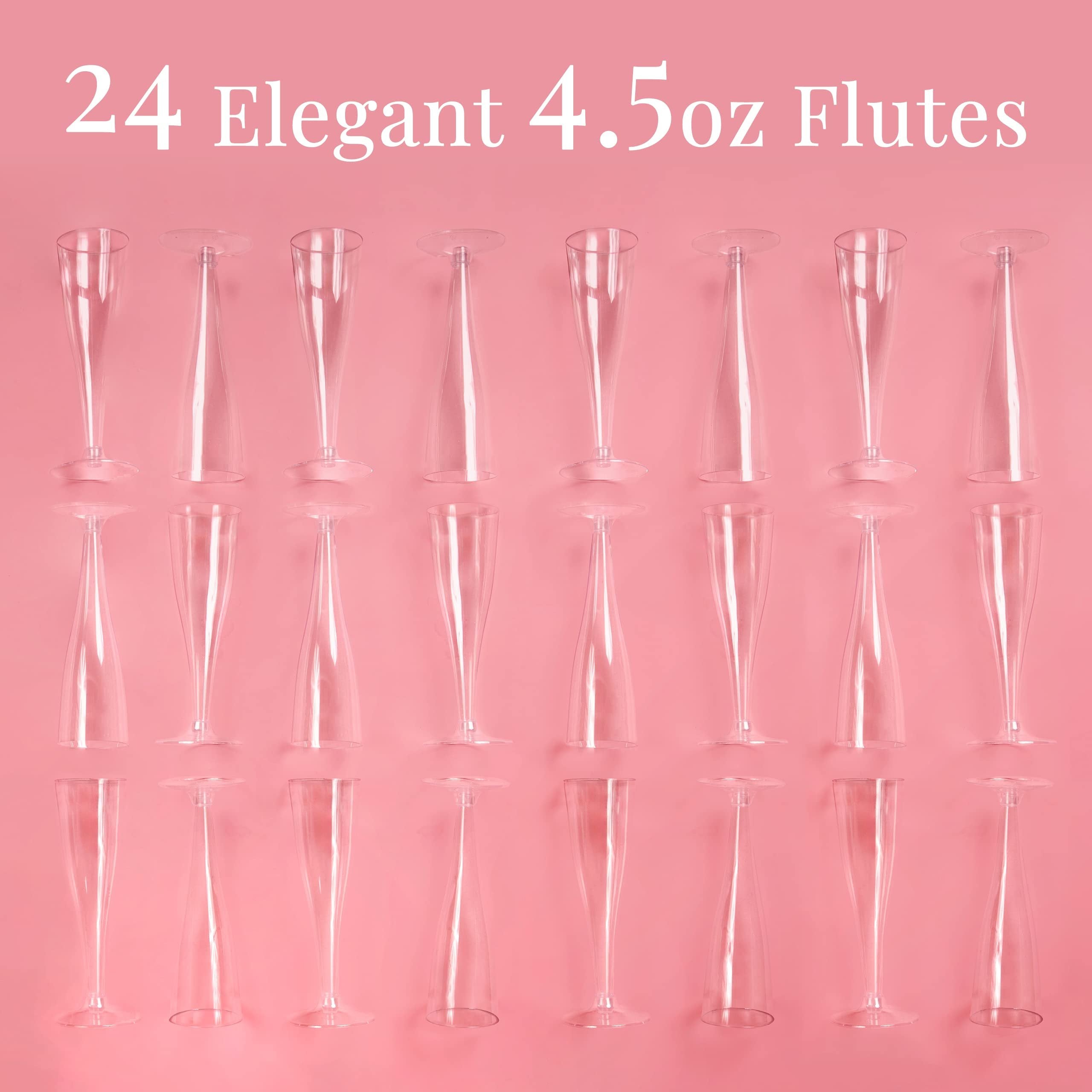 Plastic Champagne Flutes Disposable | Clear Plastic Champagne Glasses for Parties | Clear Plastic Cups | Plastic Toasting Glasses | Mimosa Glasses | Wedding Party Bulk Pack