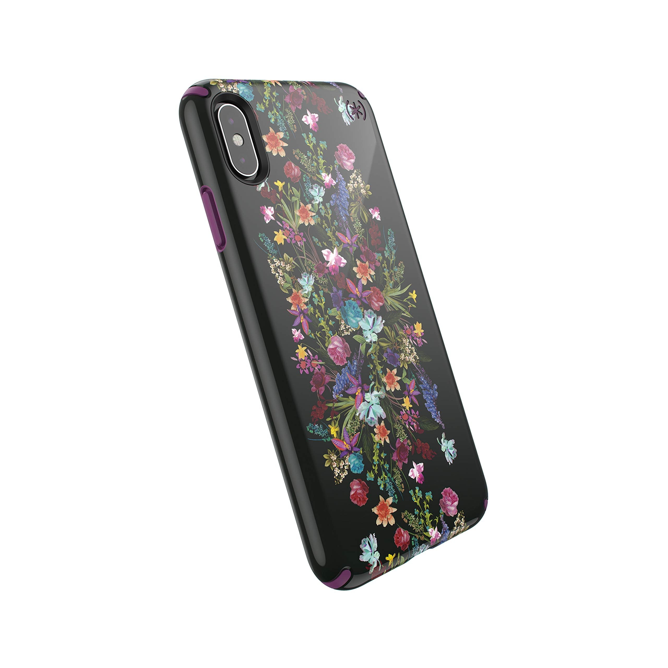 Speck Products Presidio Inked iPhone Xs Max Case, ClassicBouquetFloral/Mangosteen Purple