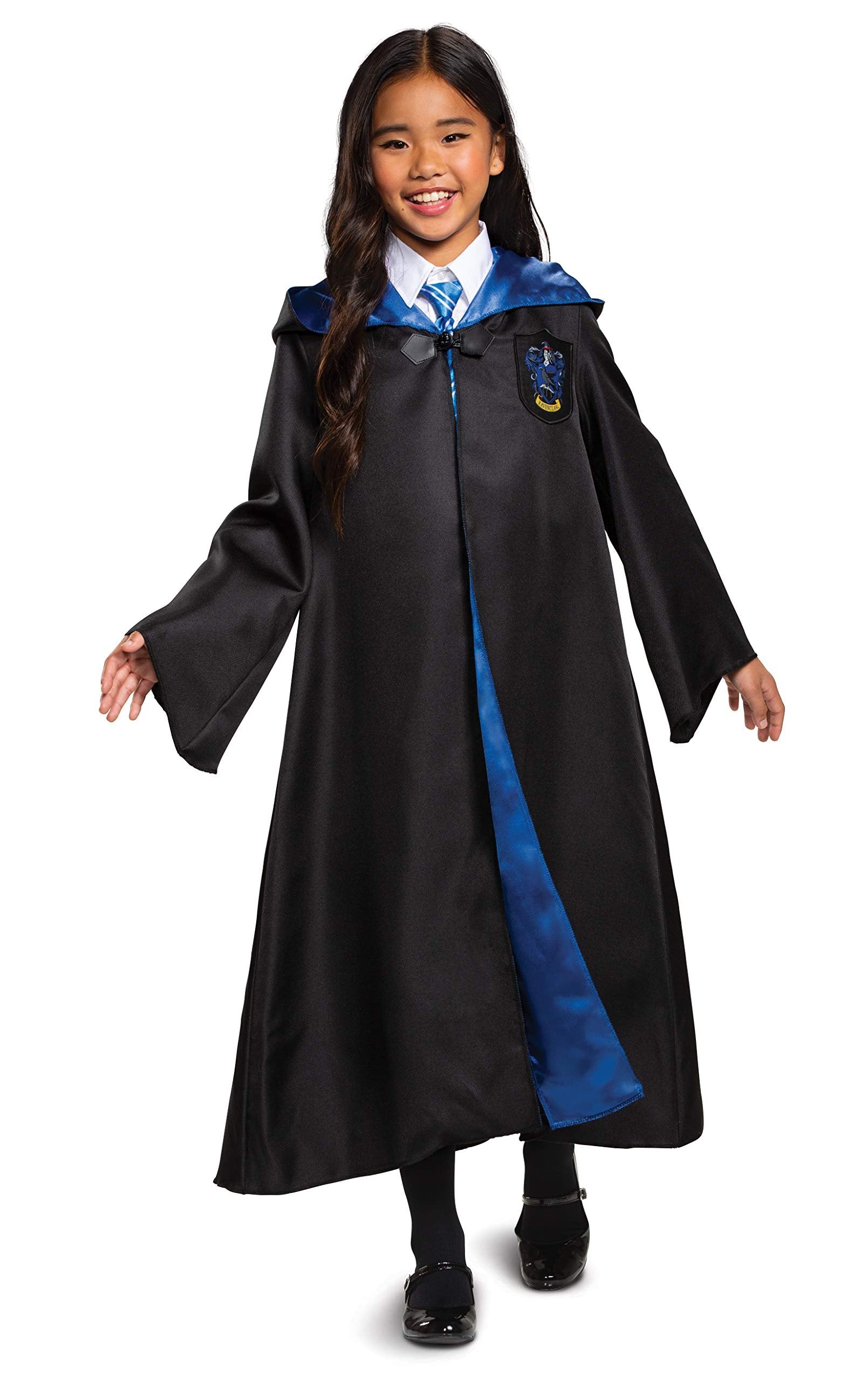 Disguise Harry Potter Ravenclaw Robe Deluxe Children's Costume Accessory, Black & Blue, Kids Size Large (10-12)