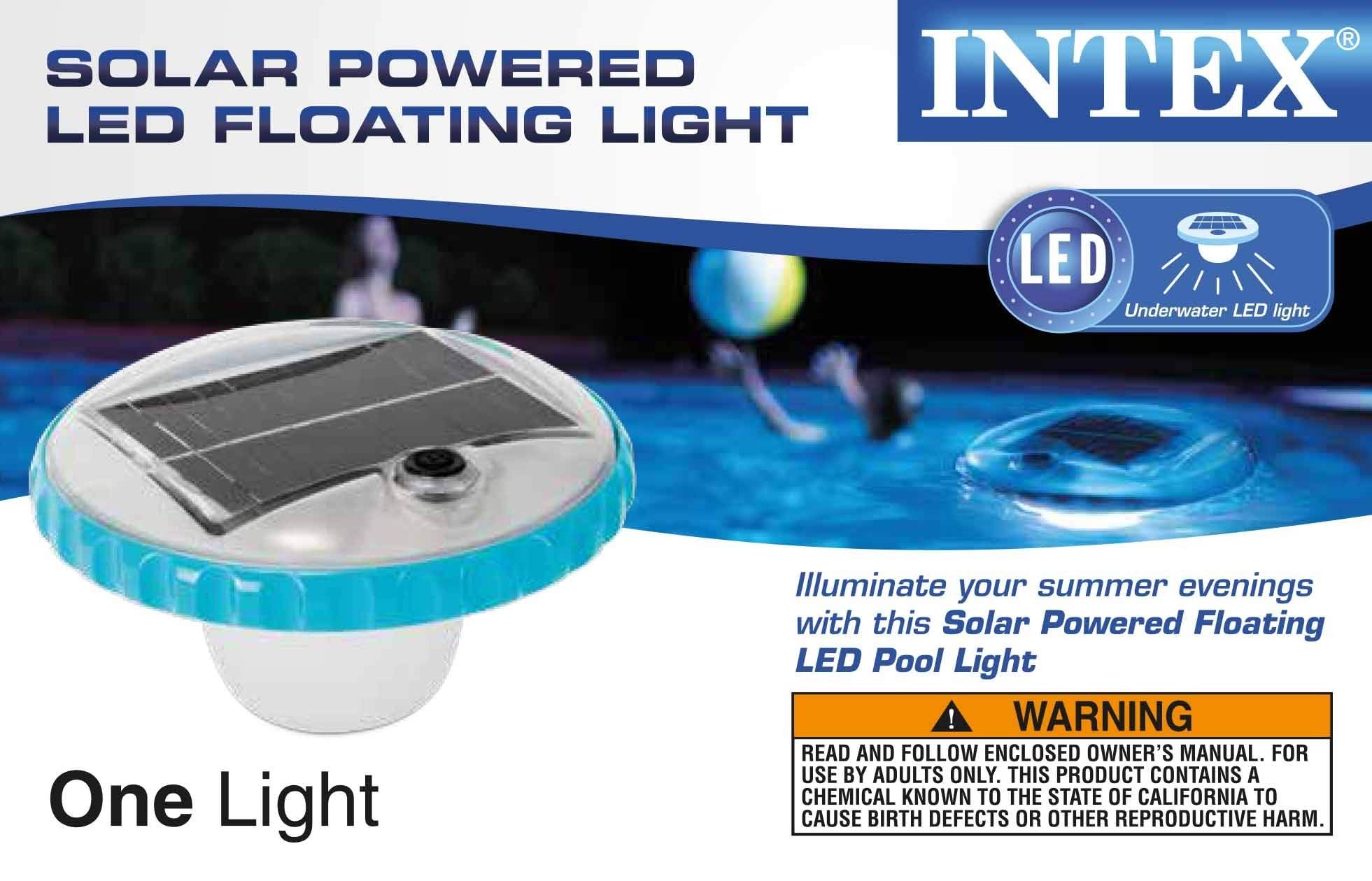 Intex Floating LED Pool Light, Solar Powered with Auto-On at Night