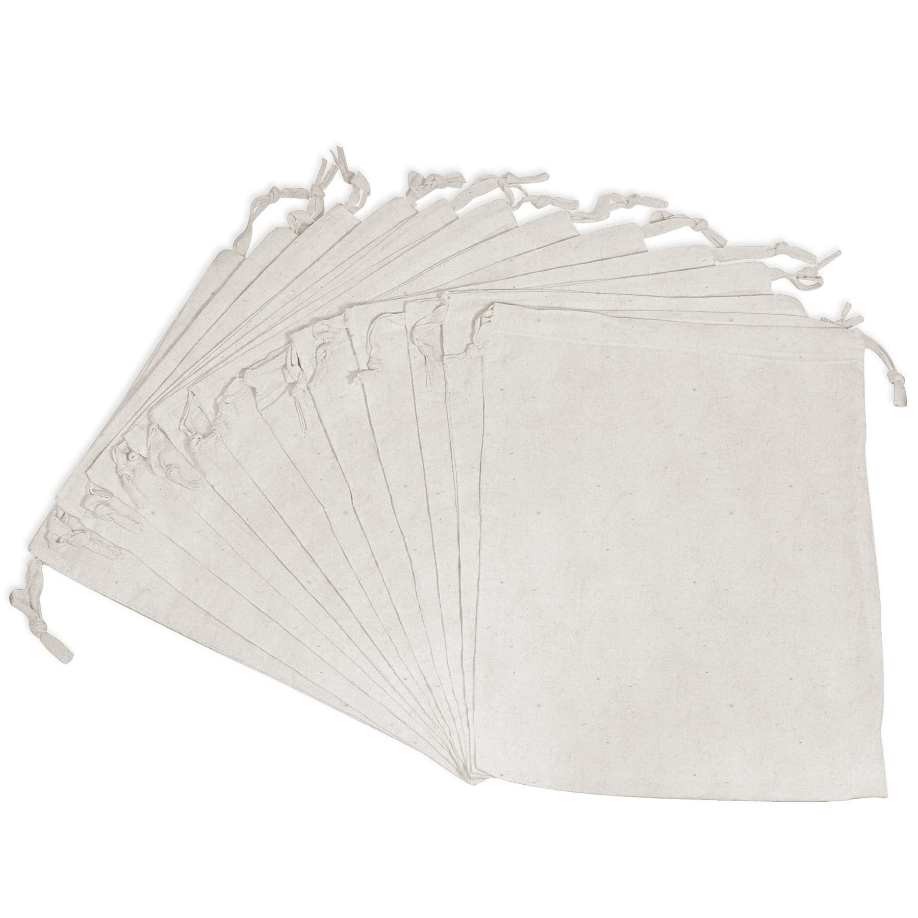 Canvas Drawstring Bags - 12 Pack 12x15 Inch Large Natural Muslin Cotton Cloth Pouches in Bulk, Large Cloth Fabric Pouch for Jewelry, Gifts, Candy, Parties, Wedding Favors, Soaps, Treats, Crafts