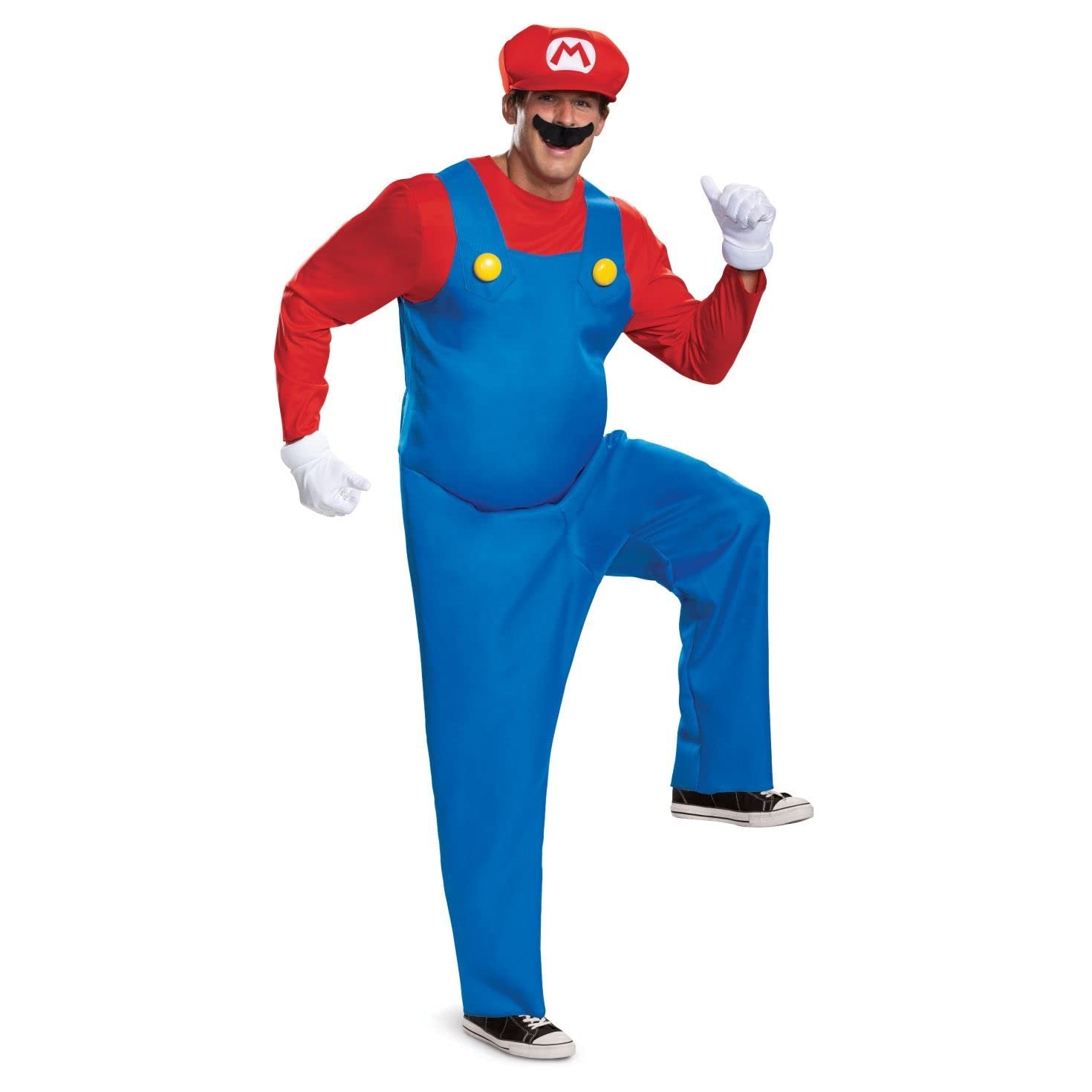 Disguise Mens Mario Costume, Official Super And Hat Adult Sized, Mario, XL 42-46 US