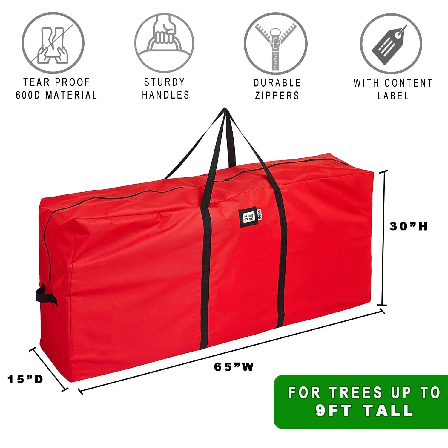 Christmas Tree Storage Bag - Large Fits Artificial Trees - Water-Resistant Heavy Duty 600D Xmas Tree Storage Duffle, Perfect Post Holiday Storage Solution