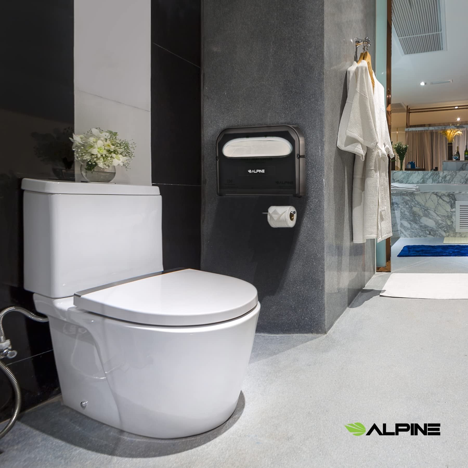 Alpine Industries Gray Toilet Seat Cover Dispenser - Wall Mount, Half Fold, Commercial & Residential, Free Shipping & Returns
