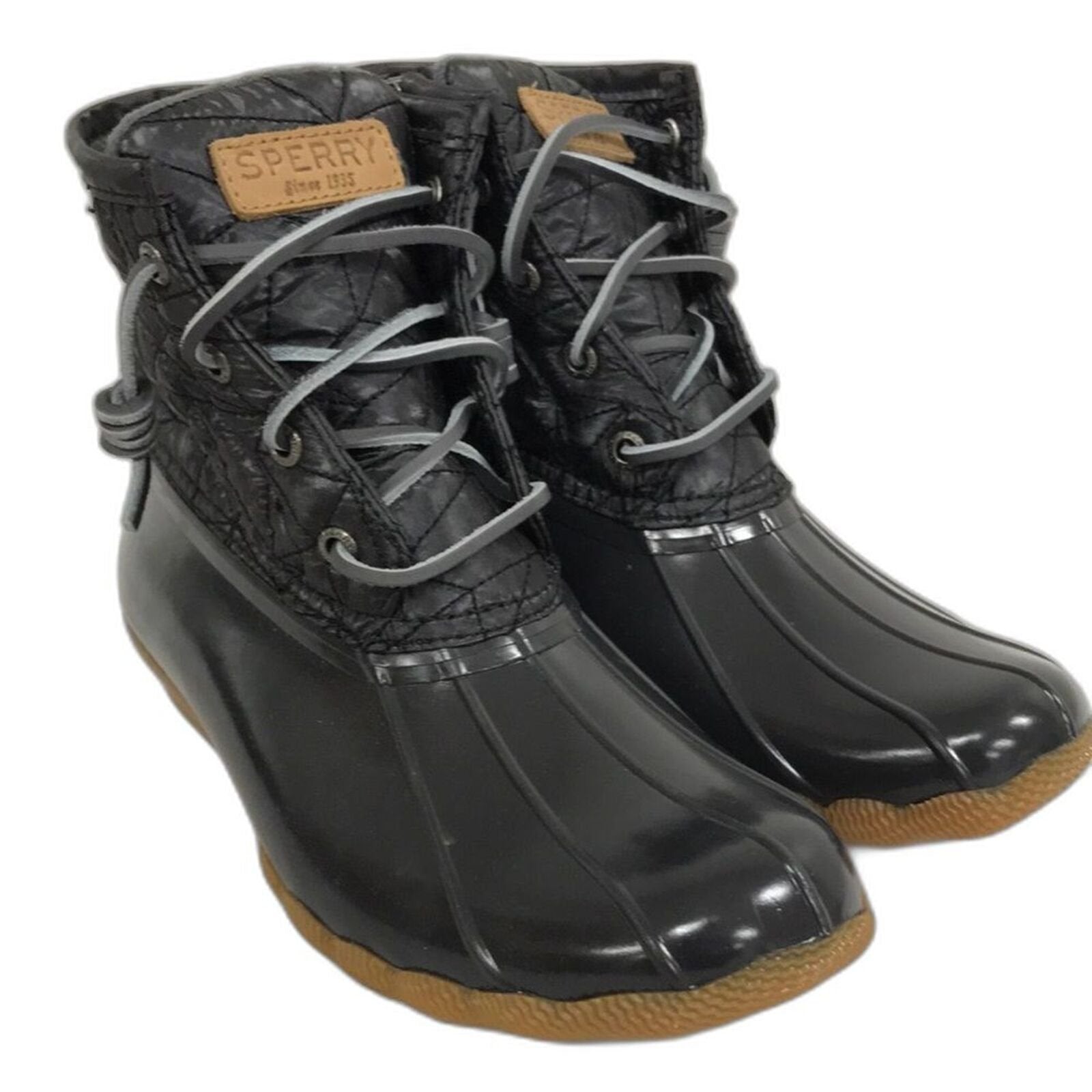 Sperry Womens Saltwater Rain Boot Black 6 US