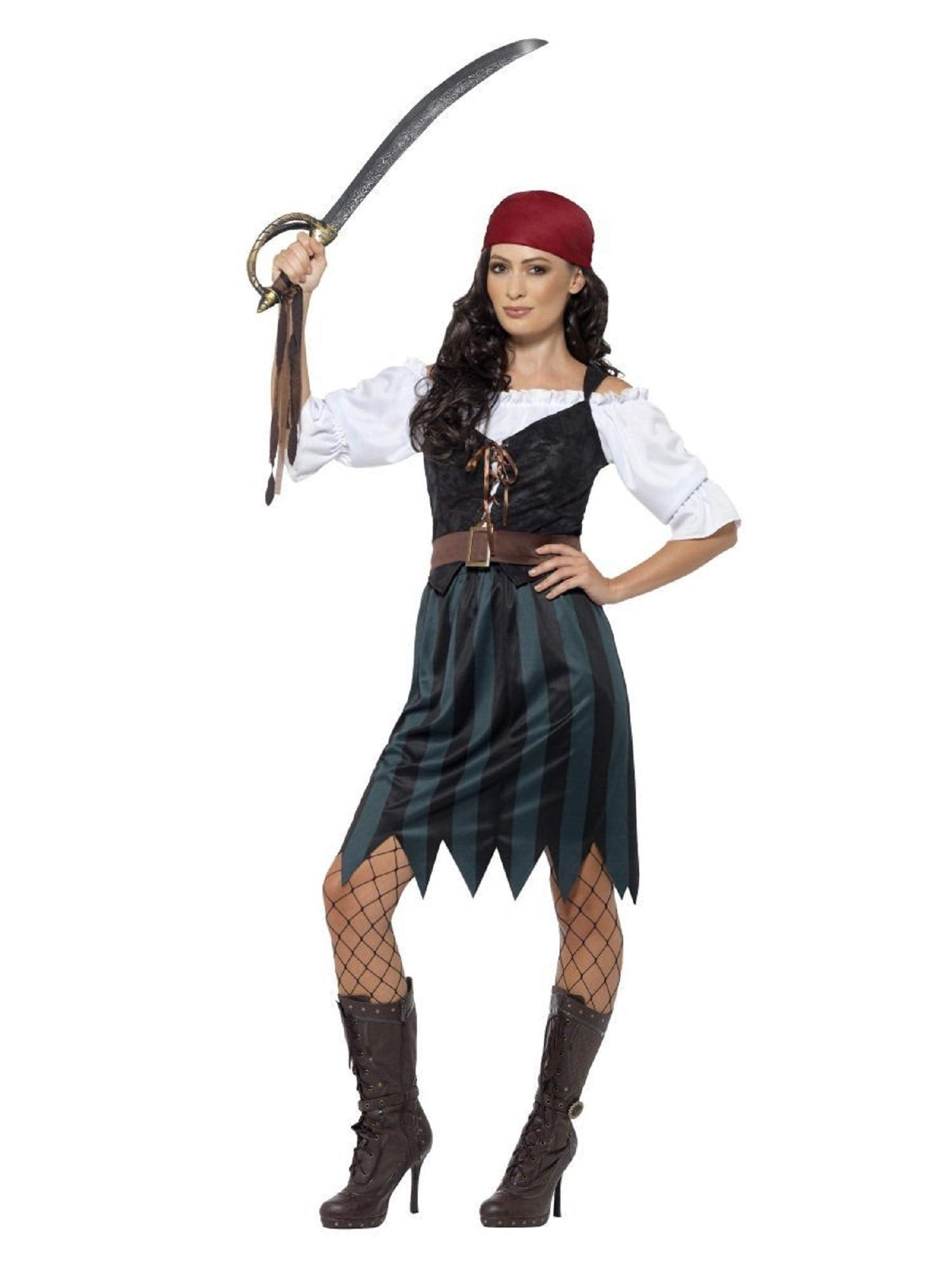 Smiffys Women's Pirate Deckhand Costume, Blue, XL-US Size 18-20