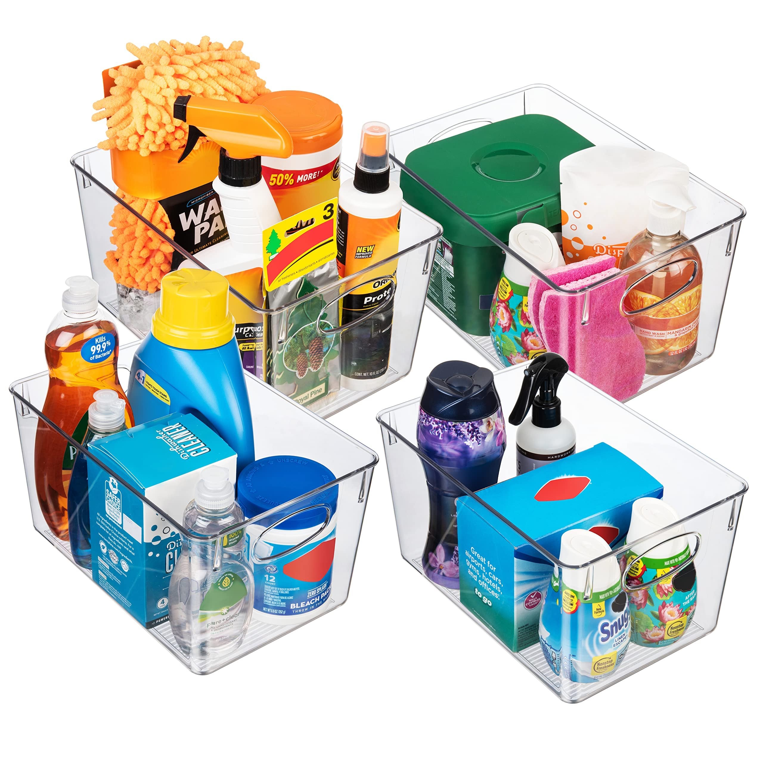 CLEARSPACE Plastic Storage Bins With lids - Perfect Kitchen Organization or Pantry Storage - Fridge Organizer, Pantry Organization and Storage Bins, Cabinet Organizers - 4 Pack