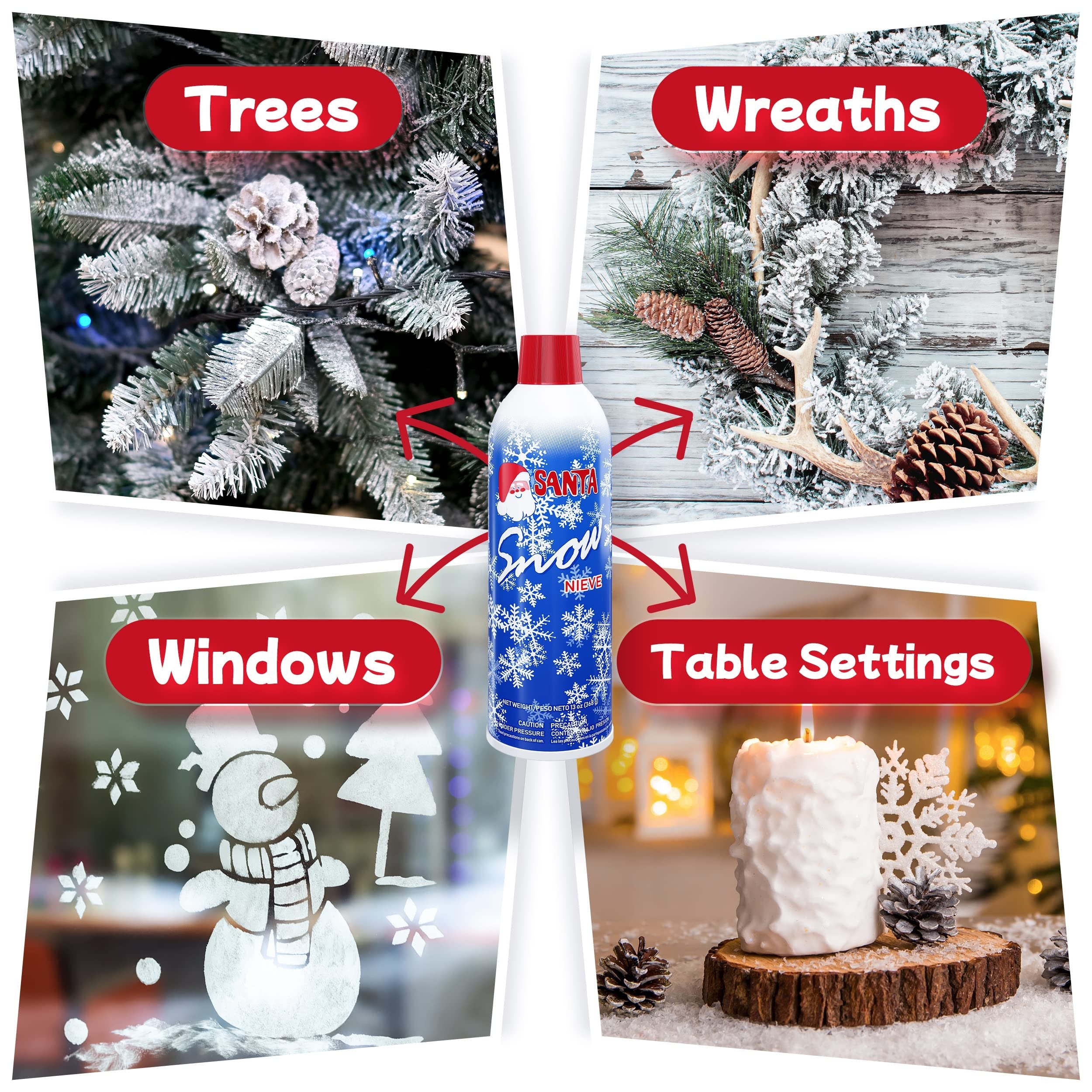 Prextex Winter Textured Snow Spray - 2pk 13oz Aerosol Bottles - Artificial Snow, Christmas Snow Artificial Tree, Fake Snow Frosted Windows, Holiday Winter Crafts, Nieve Christmas Village, Instant Snow