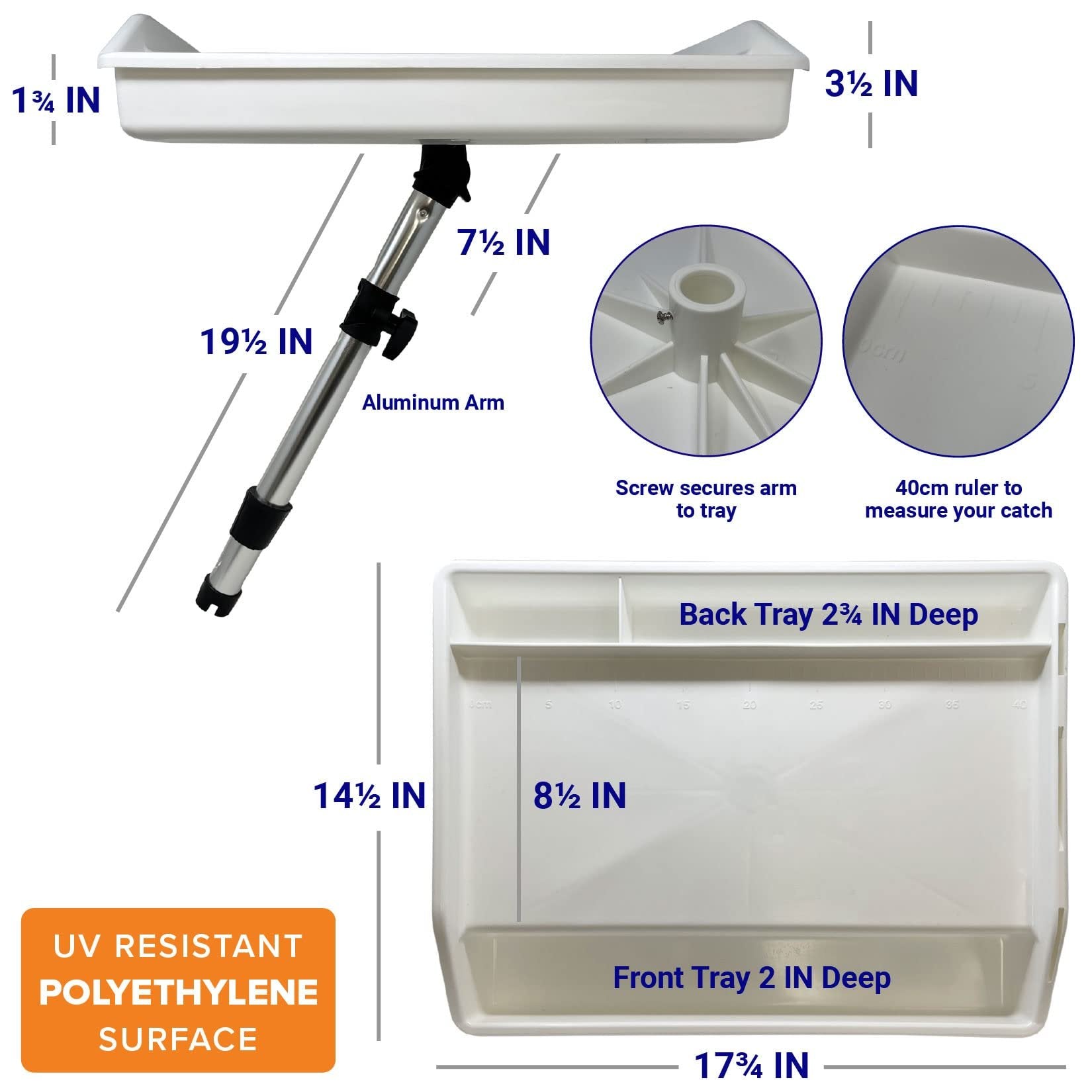 Boat Cutting Board Rod Holder Bait Station and Filet Table for Boat Fish Cleaning Board Fish Fillet Tray Measuring Mate Fishing Mounts in Single Rods | Marine Accessories for Center Console & Pontoon