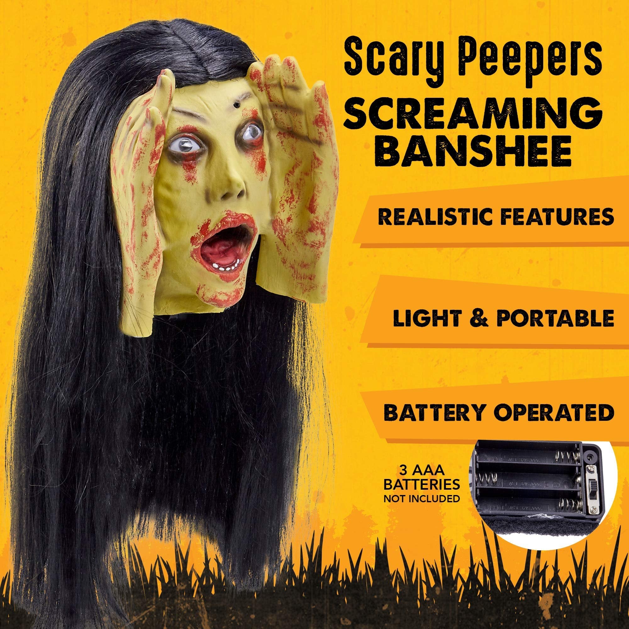 Scary Peeper Screaming Banshee Haunted House Halloween Decoration and Prop- Motion Activated, Screams