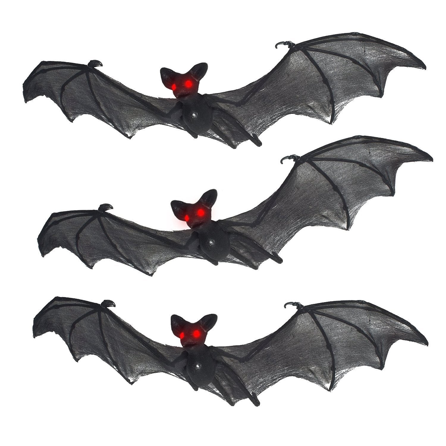 Prextex Halloween Decor Set of 3 - Spooky Bats, Netting Wings, Net Wings - Halloween Bats Outdoor Decor & Indoor Kit, Supplies, Banner - Halloween-Themed Birthday, Baby&Bridal Shower, Graduation Party